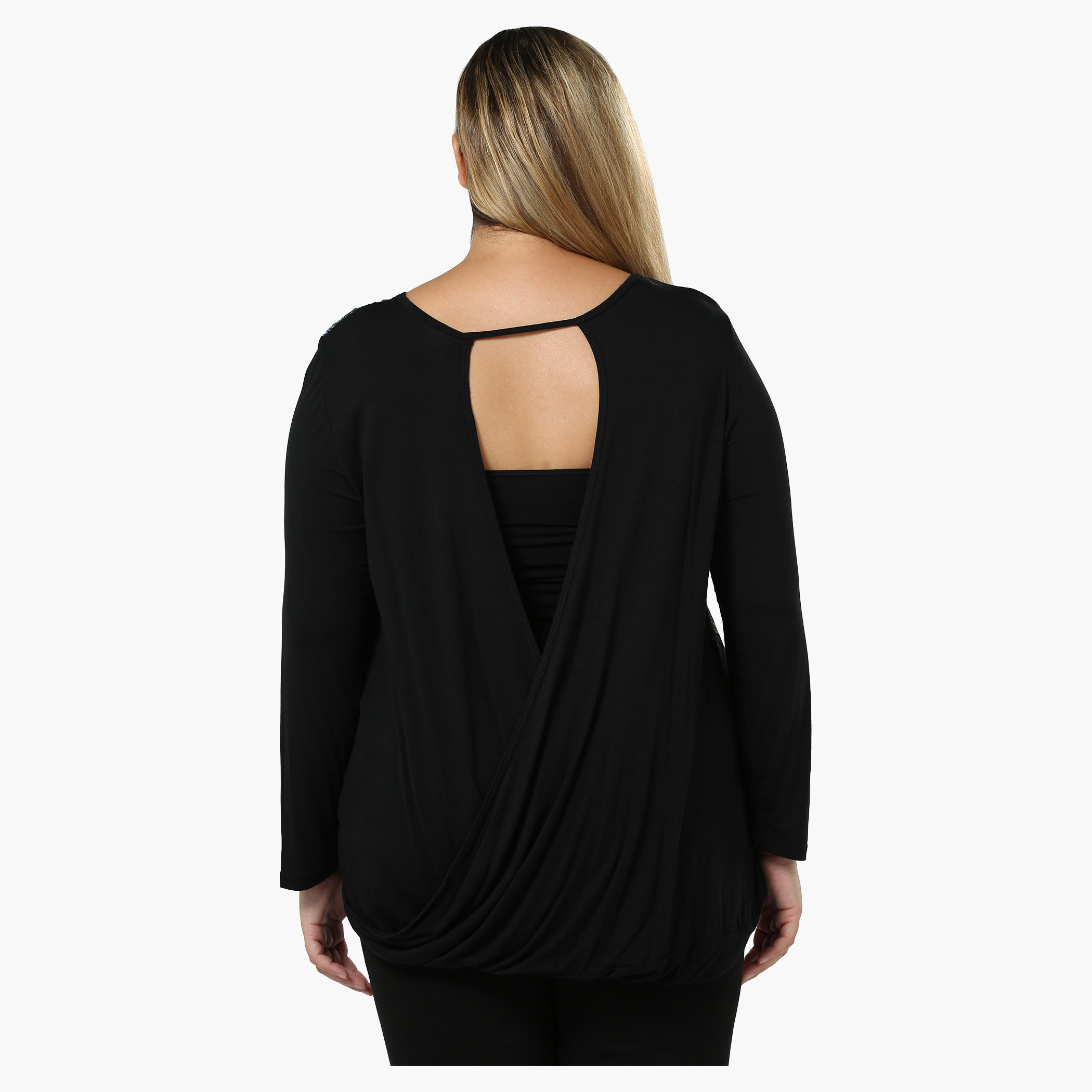 Plus Size Printed Full-sleeved Top with Criss-cross Back-women-clothing-shirtsandblouses-blouses-image-4