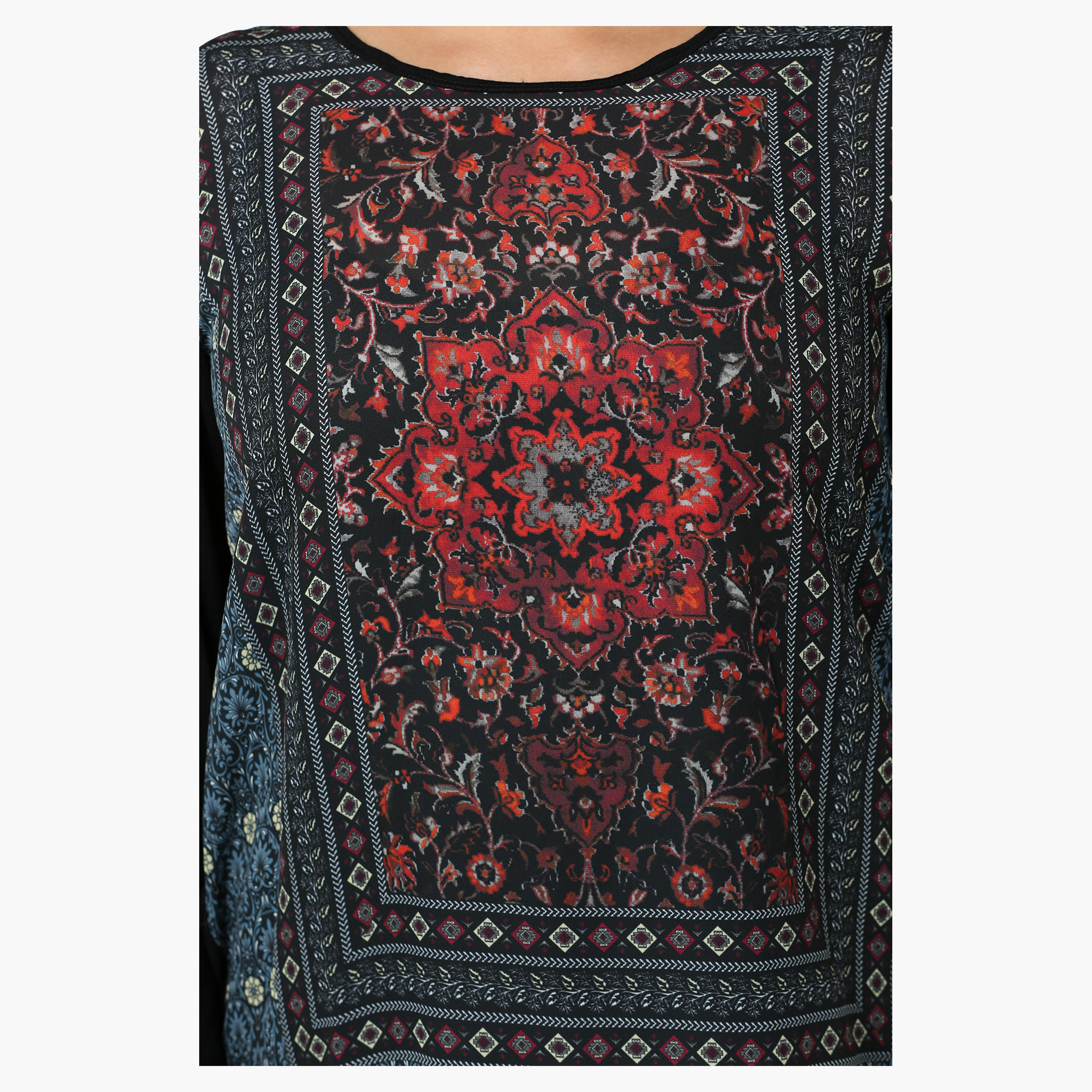 Plus Size Printed Full-sleeved Top with Criss-cross Back-women-clothing-shirtsandblouses-blouses-image-2