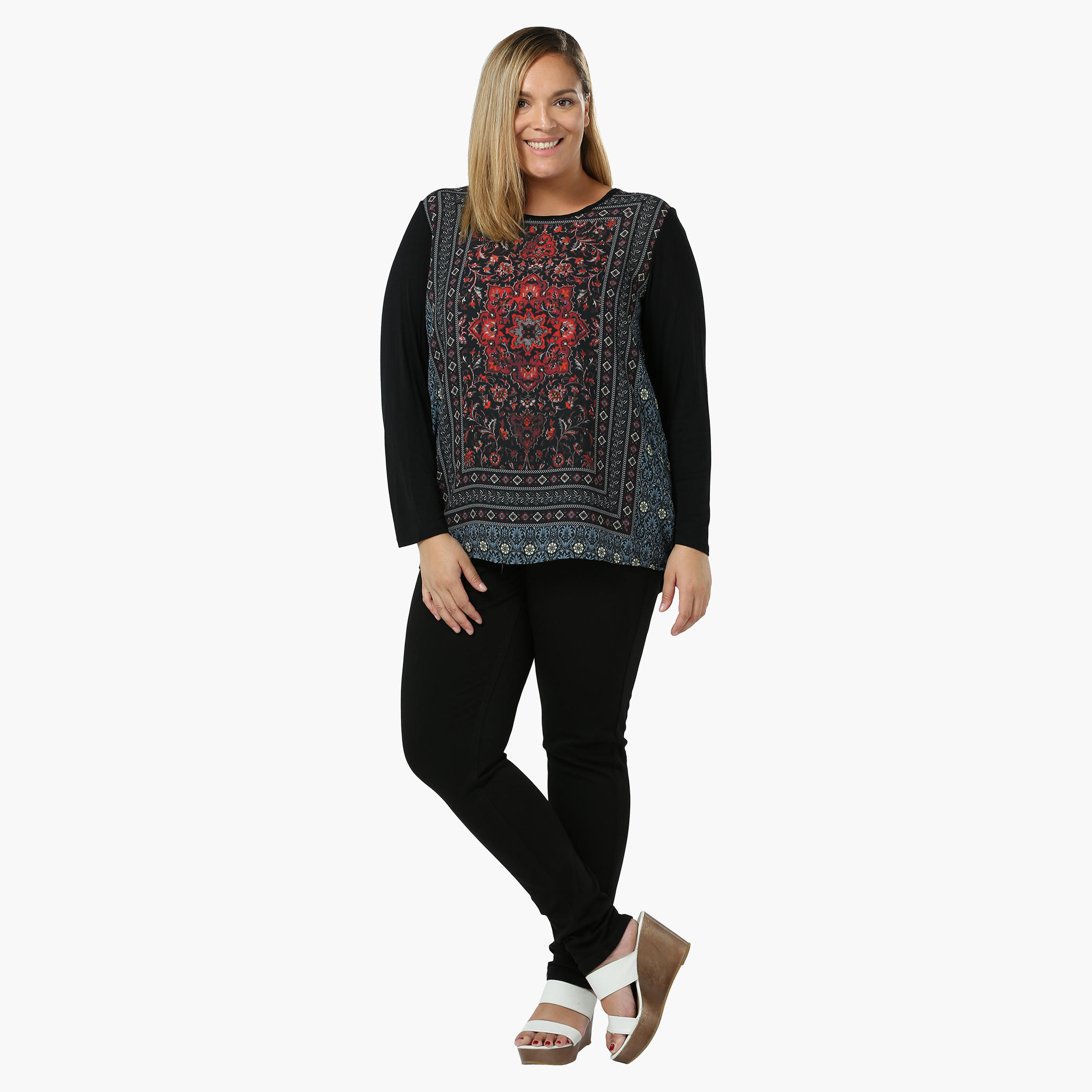 Plus Size Printed Full-sleeved Top with Criss-cross Back-women-clothing-shirtsandblouses-blouses-image-5