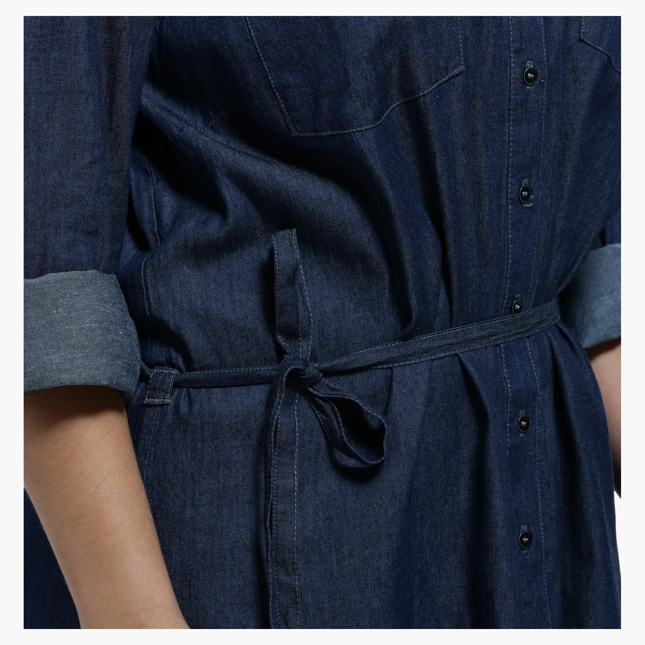 Plus Size Denim Shirt Dress with Spread Collar and Long Sleeves-women-clothing-shirtsandblouses-blouses-image-4