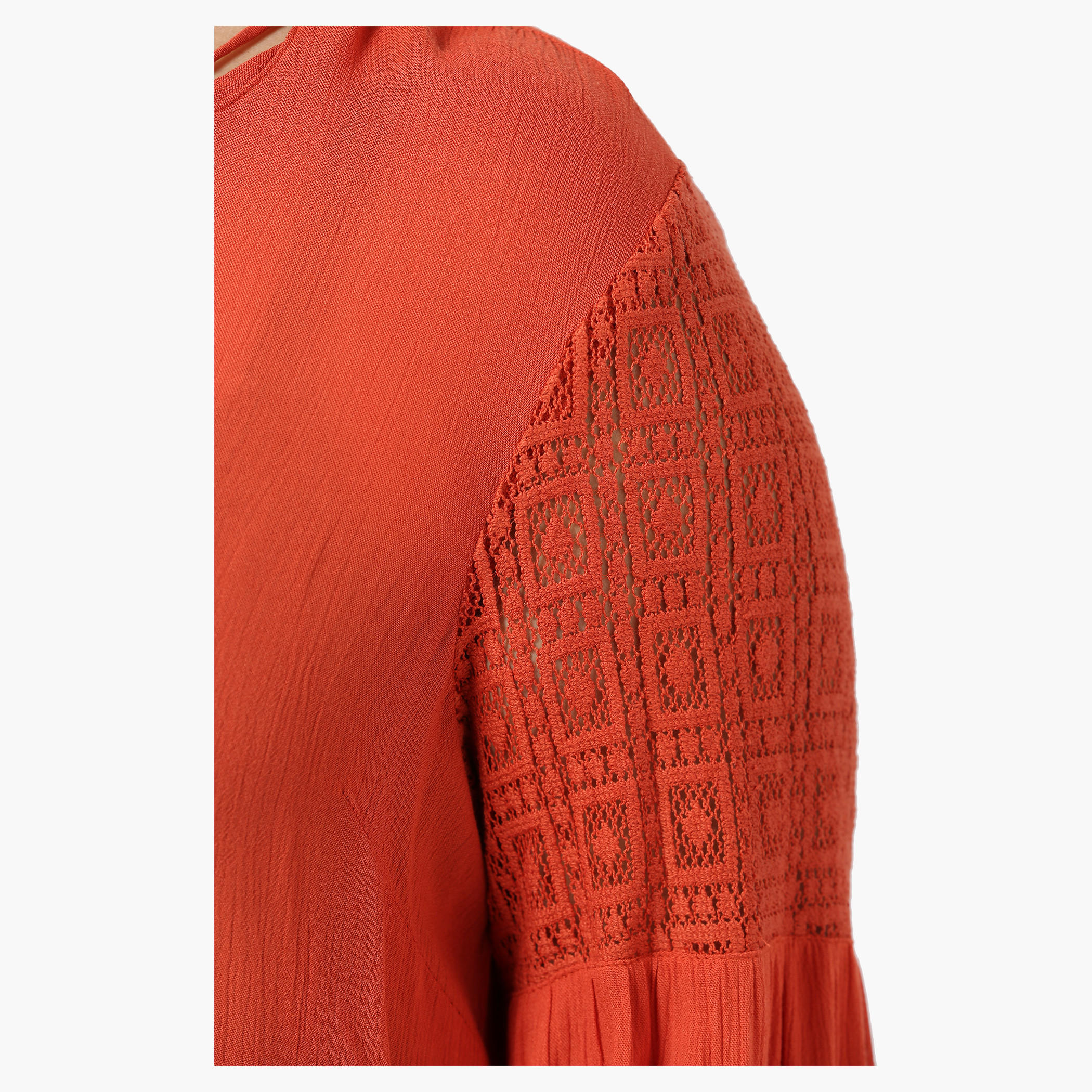 Plus Size Full-sleeved V-neck Tie-up Top-women-clothing-shirtsandblouses-blouses-image-4