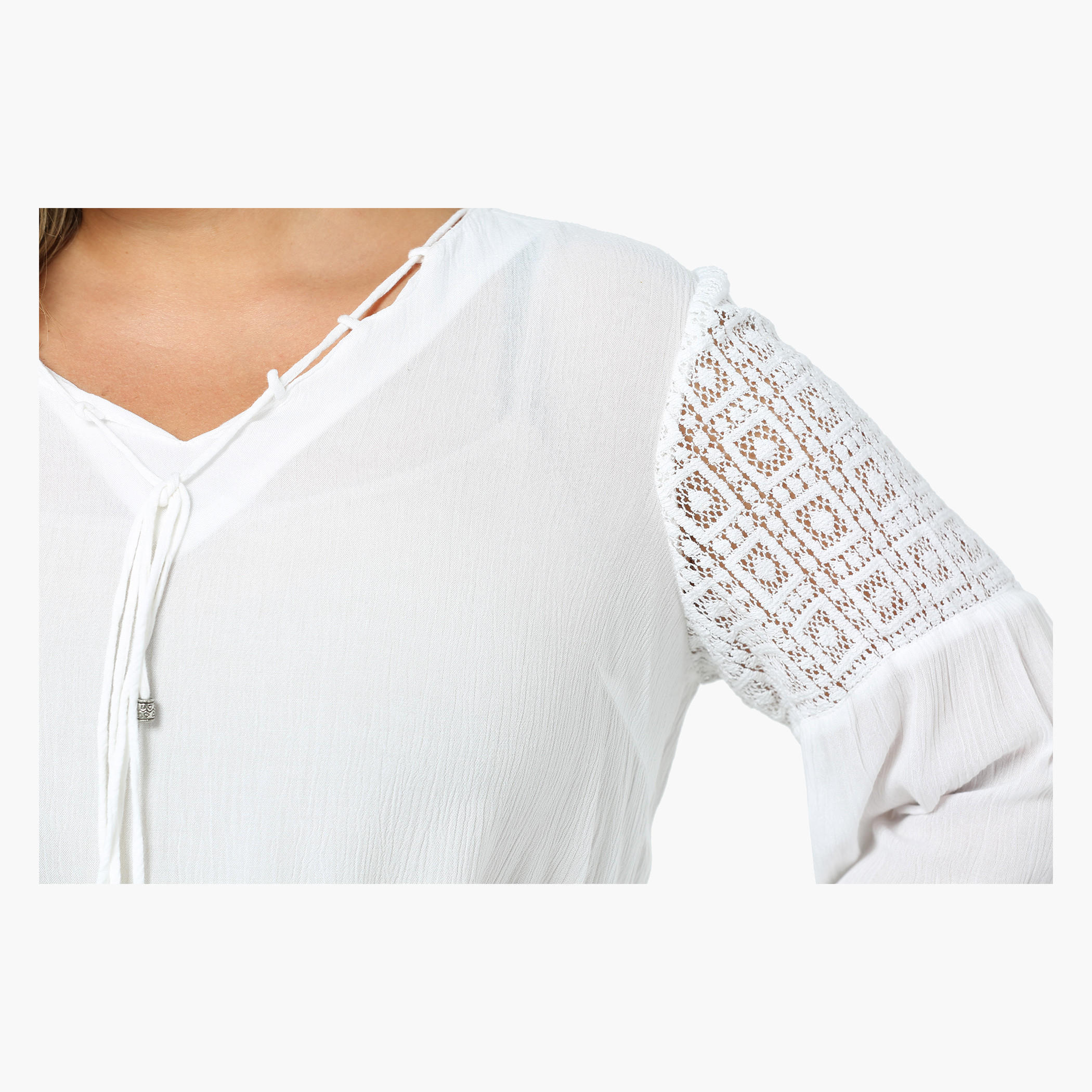 Plus Size Full-sleeved V-neck Tie-up Top-women-clothing-shirtsandblouses-blouses-image-9