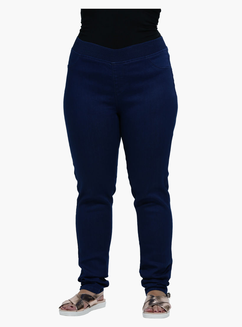 Plus Size Narrow Leg Jeggings with Garter Waistband-women-clothing-bottoms-leggings-image-1