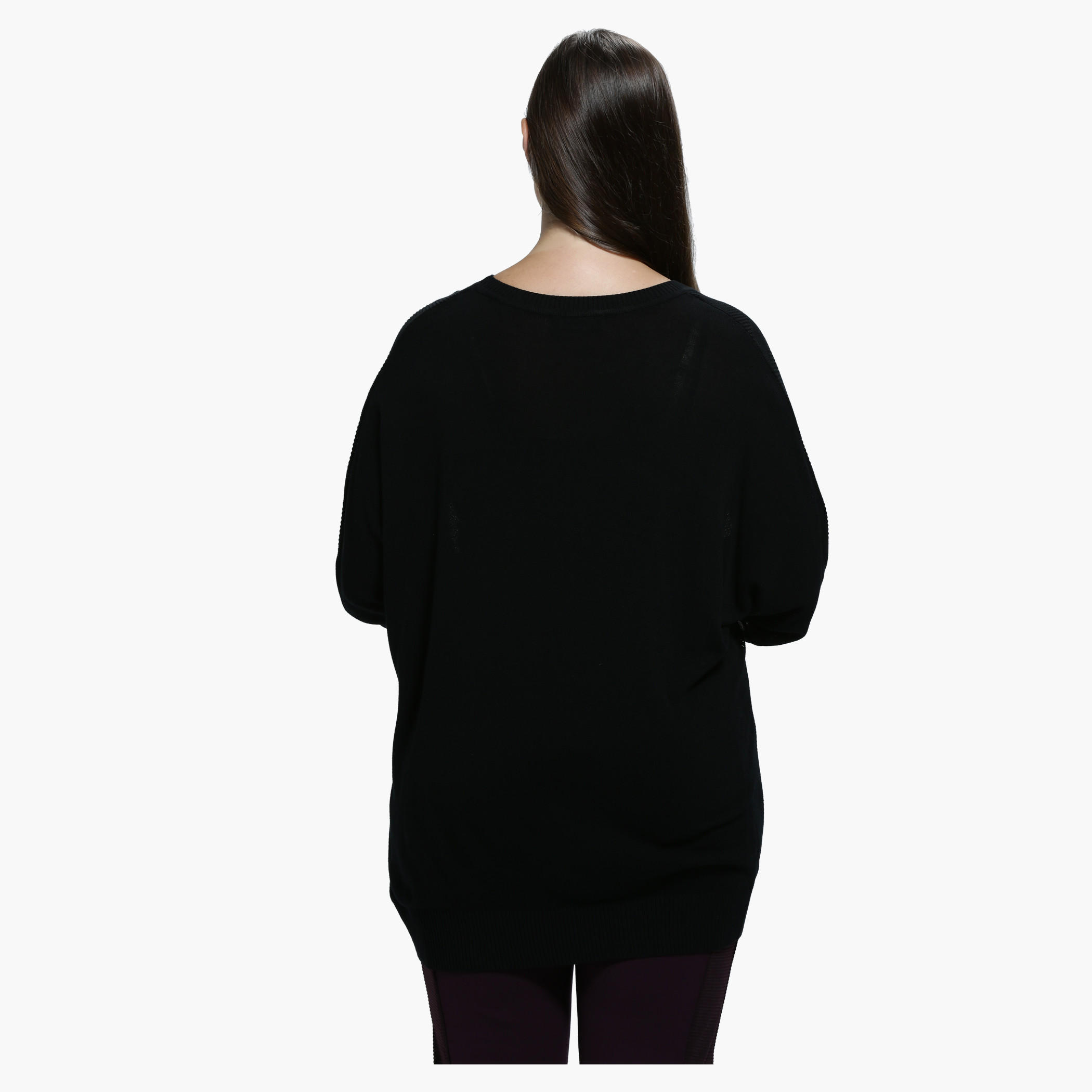 Plus Size Diagonal Jacquard Print Top with Round Neck and 3/4 Sleeves-women-clothing-shirtsandblouses-blouses-image-2
