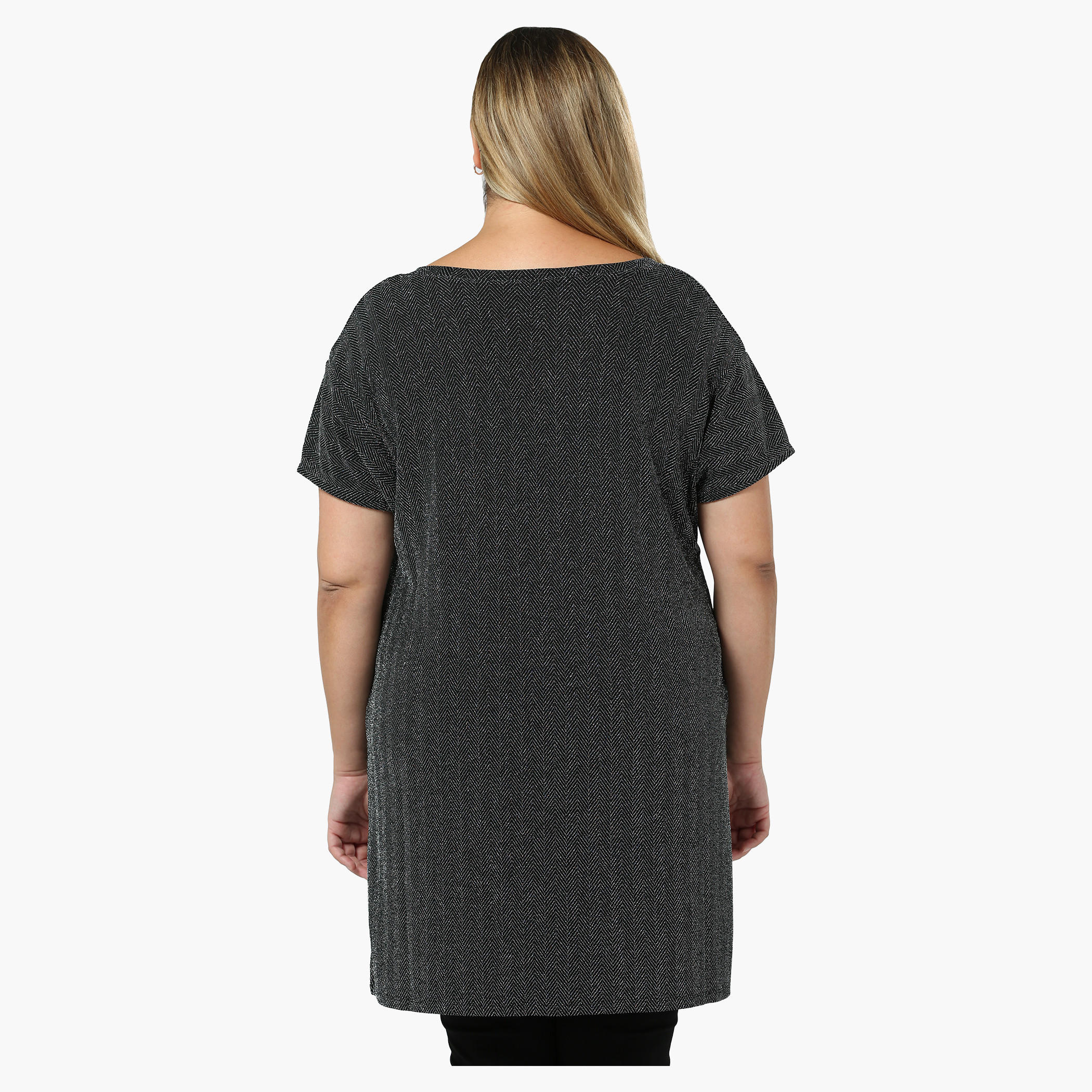 Plus Size Short-sleeved Lurex Top-women-clothing-shirtsandblouses-blouses-image-2