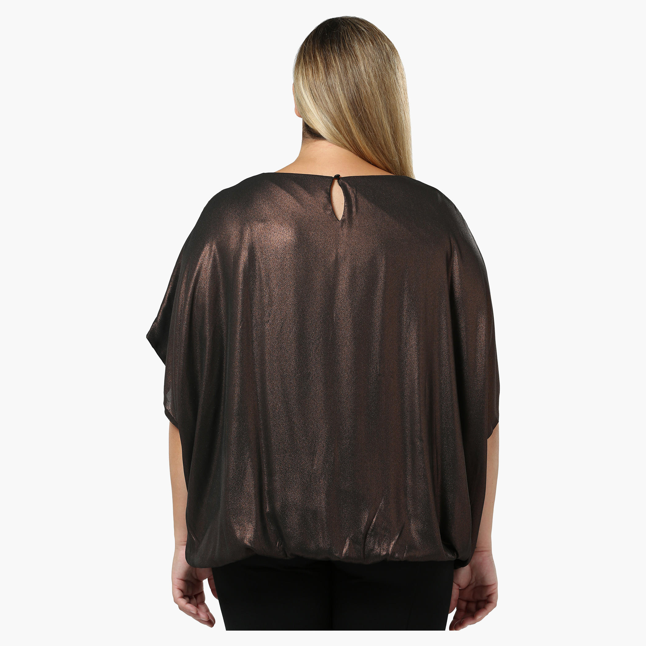 Plus Size Short-sleeved Copper Coated Top-women-clothing-shirtsandblouses-blouses-image-4