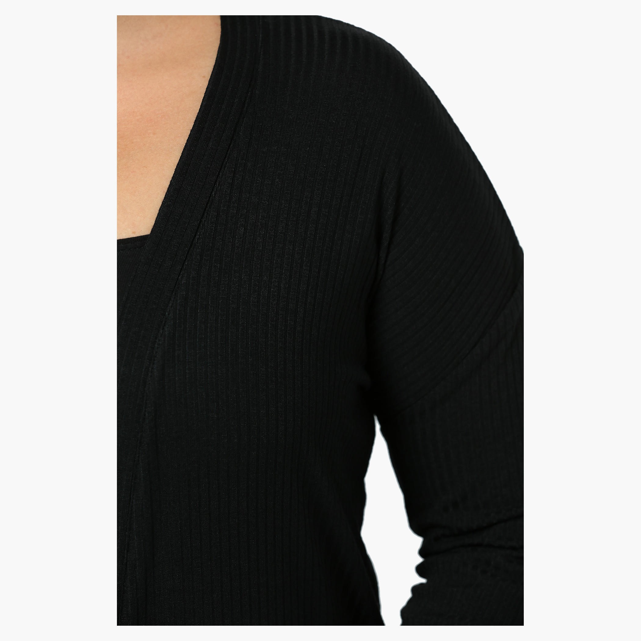 Plus Size Full-sleeved Open Front Long Rib Cardigan-women-winterwear-cardigansandjumpers-cardigans-image-4