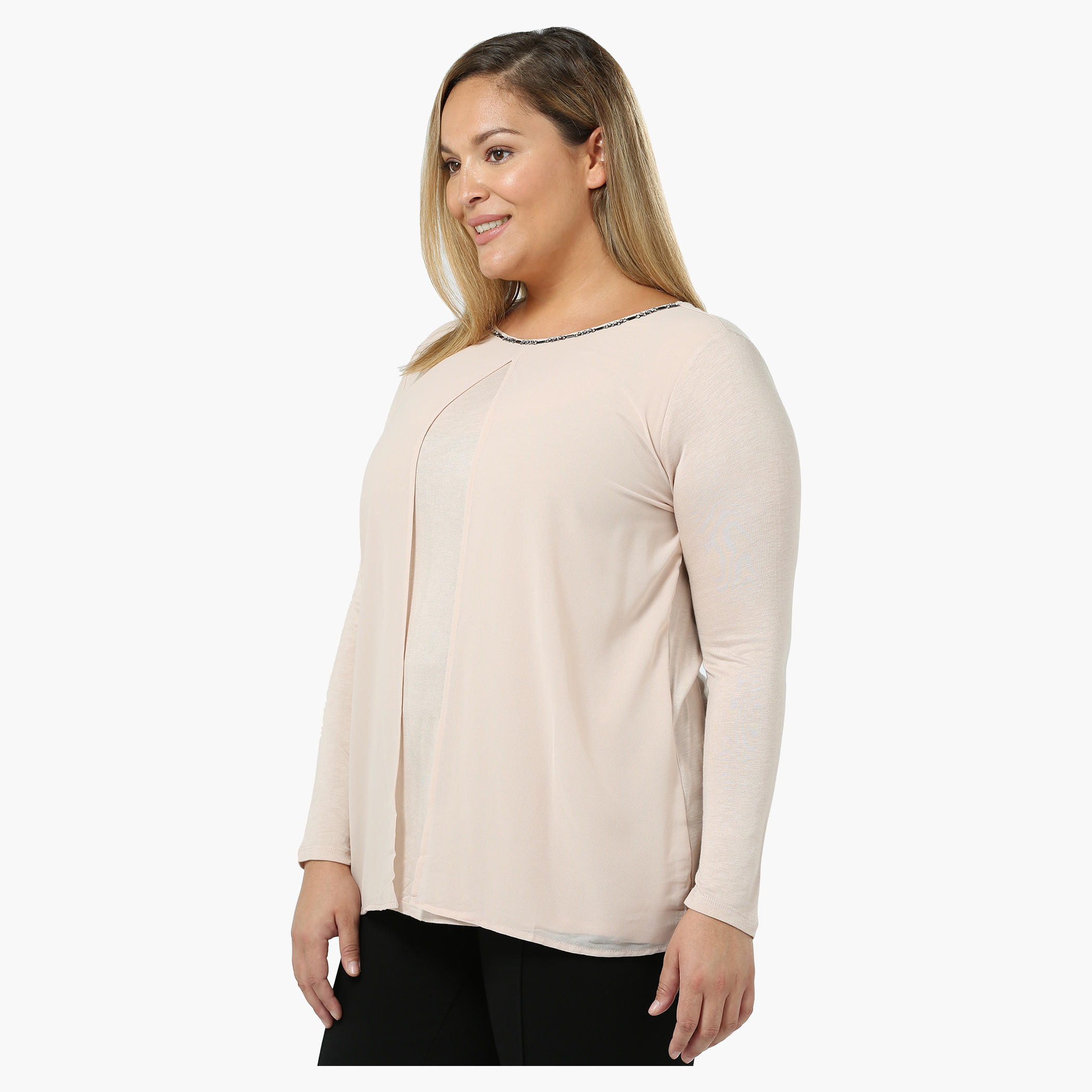 Plus Size Overlap Top with Embellished Neck-women-clothing-shirtsandblouses-blouses-image-8
