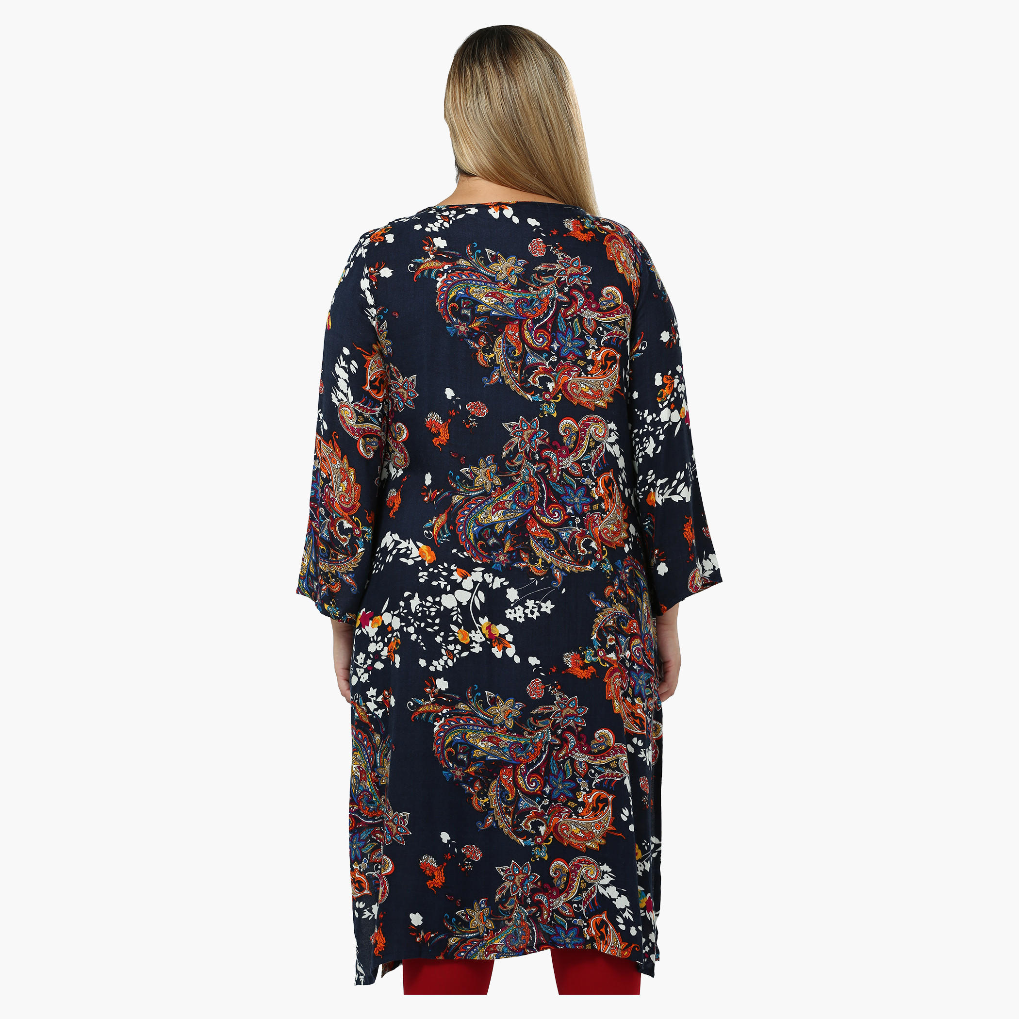 Plus Size Printed Full-sleeved Tunic with Tie-up Neck-women-clothing-shirtsandblouses-blouses-image-2