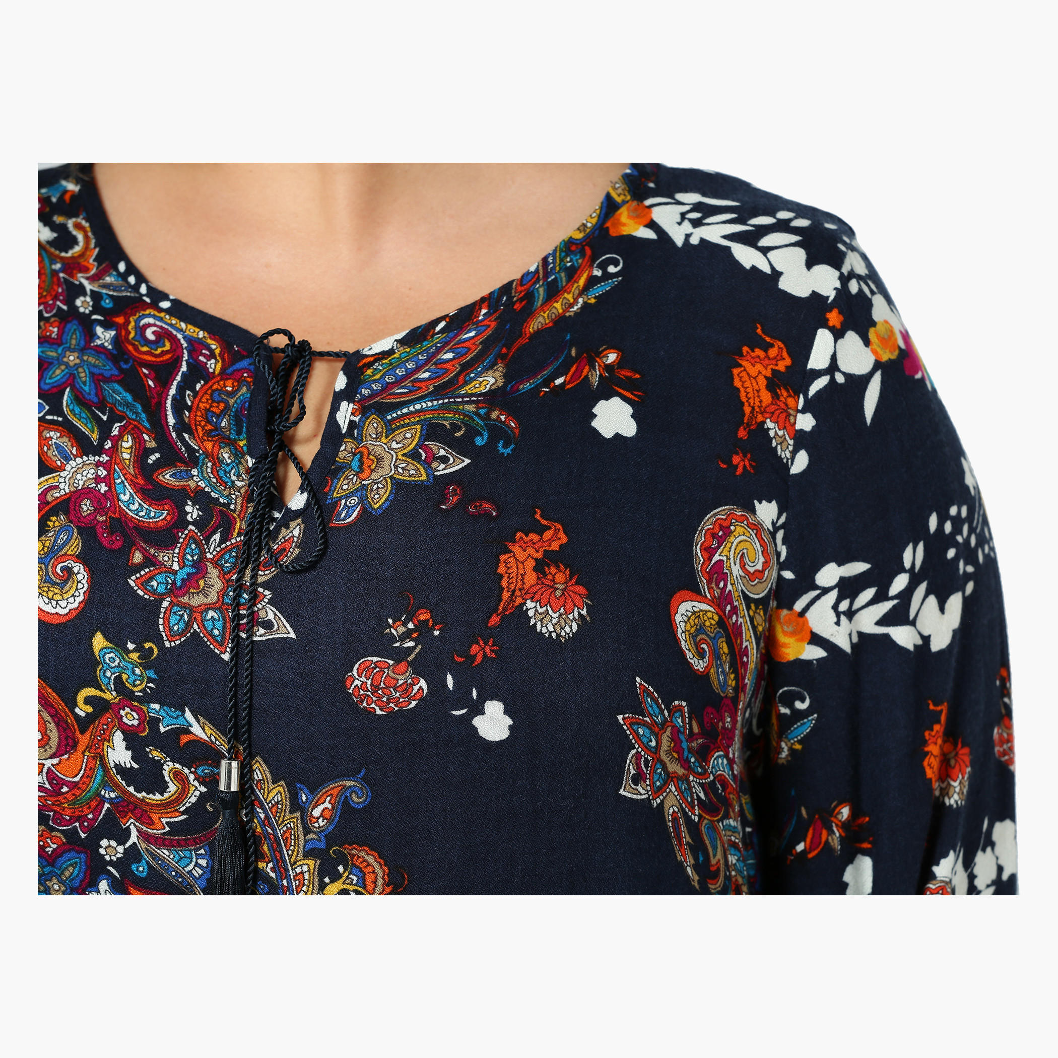 Plus Size Printed Full-sleeved Tunic with Tie-up Neck-women-clothing-shirtsandblouses-blouses-image-4