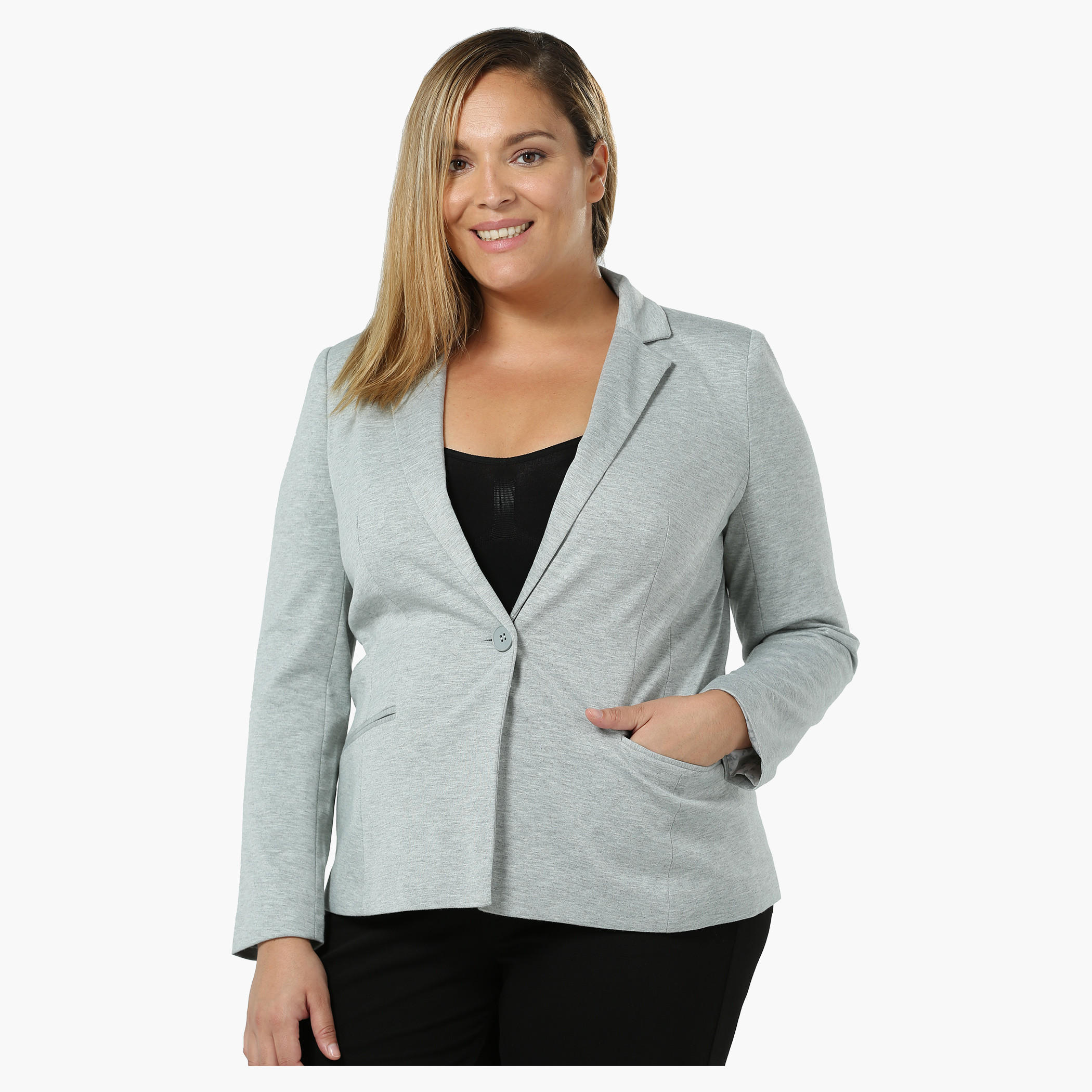 Plus Size Full-sleeved Ponte Jacket-women-clothing-coatsandjackets-blazers-image-1