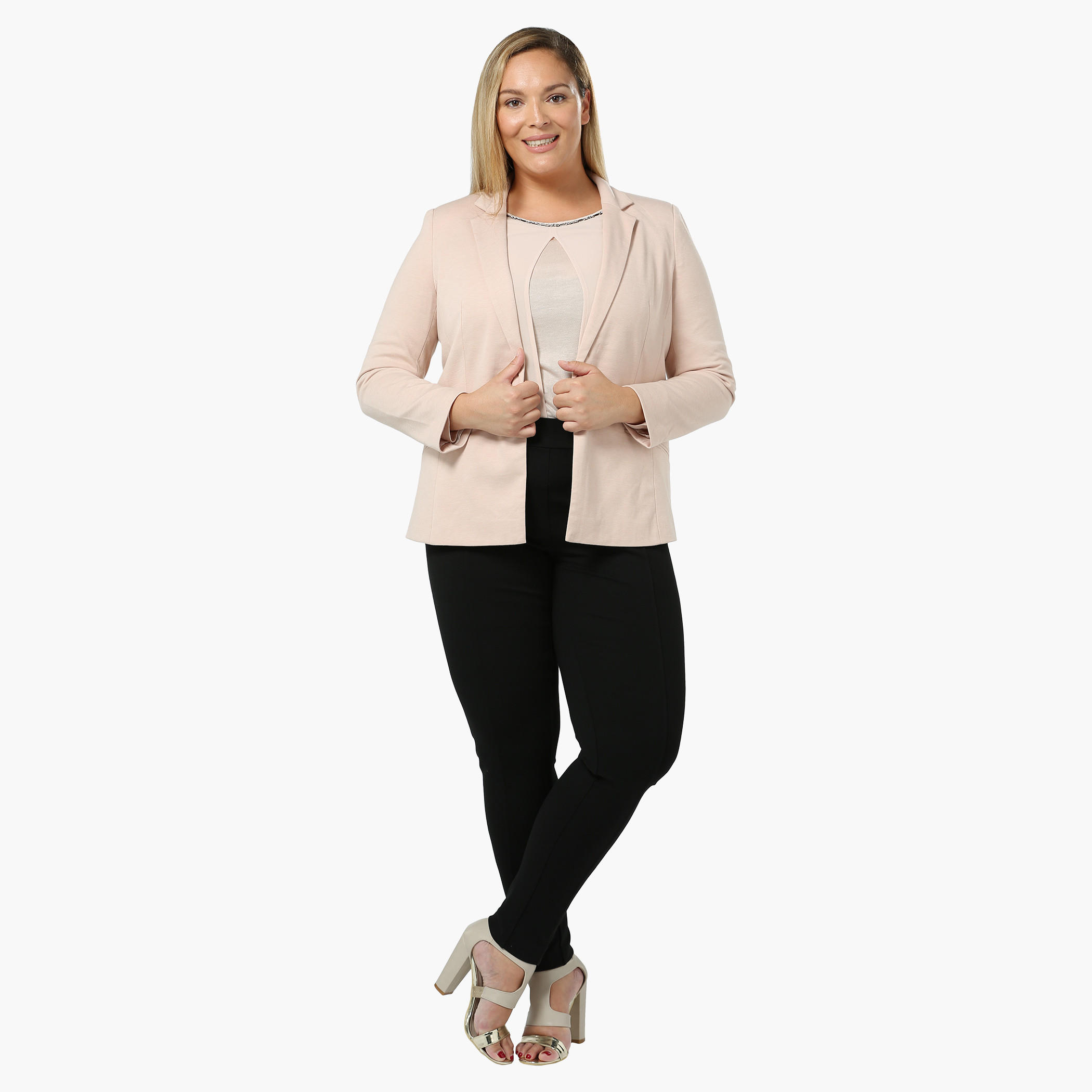 Plus Size Full-sleeved Ponte Basic Jacket-women-clothing-coatsandjackets-blazers-image-1
