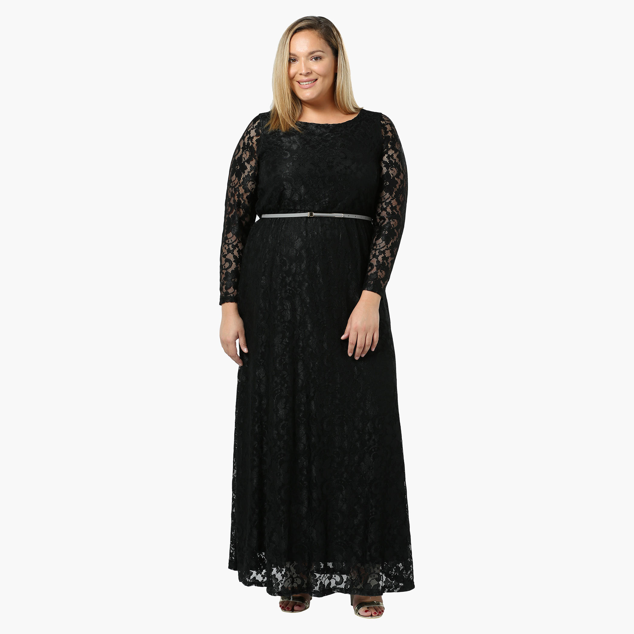 Plus Size Full-sleeved Lace Maxi Dress-women-clothing-dresses-image-1