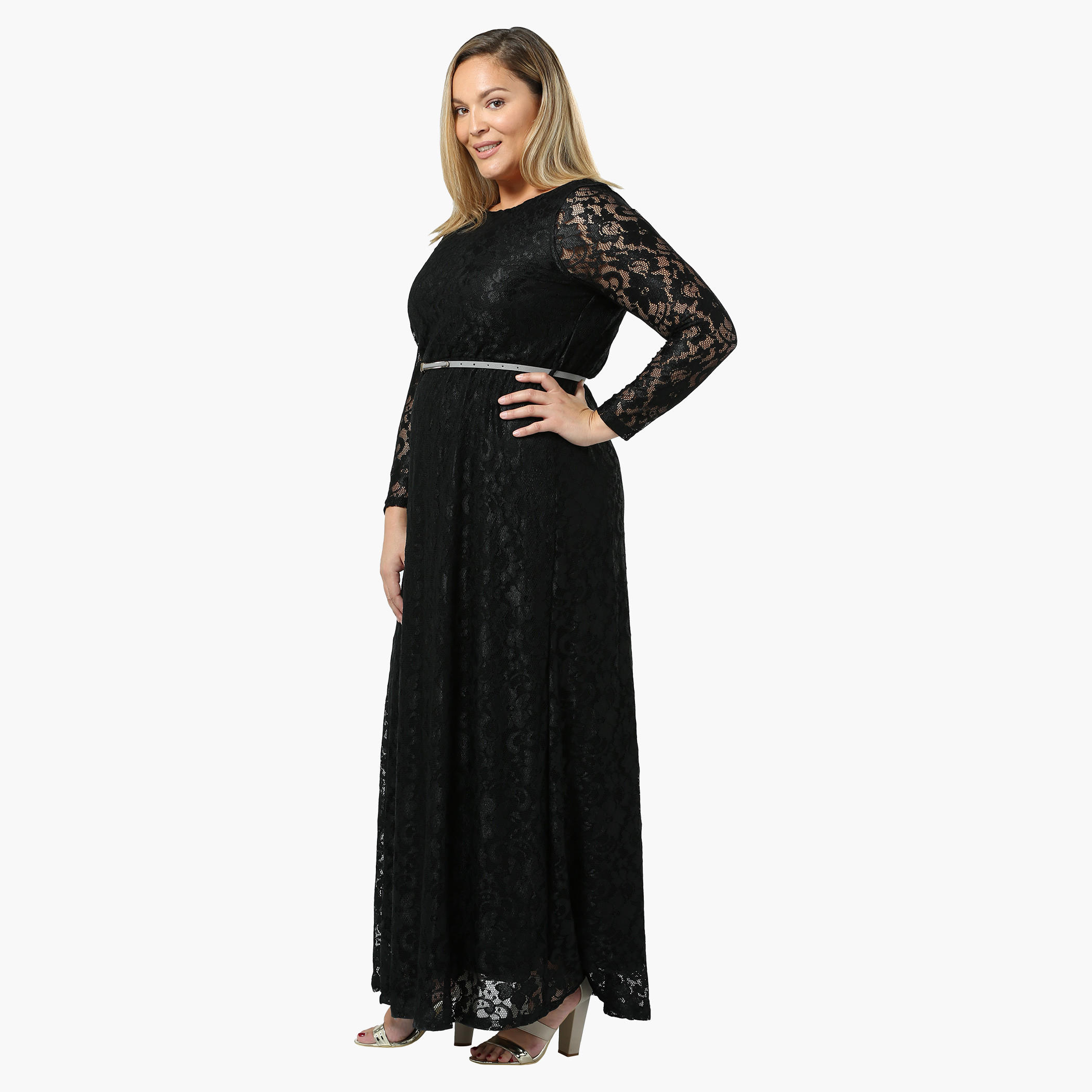 Plus Size Full-sleeved Lace Maxi Dress-women-clothing-dresses-image-2