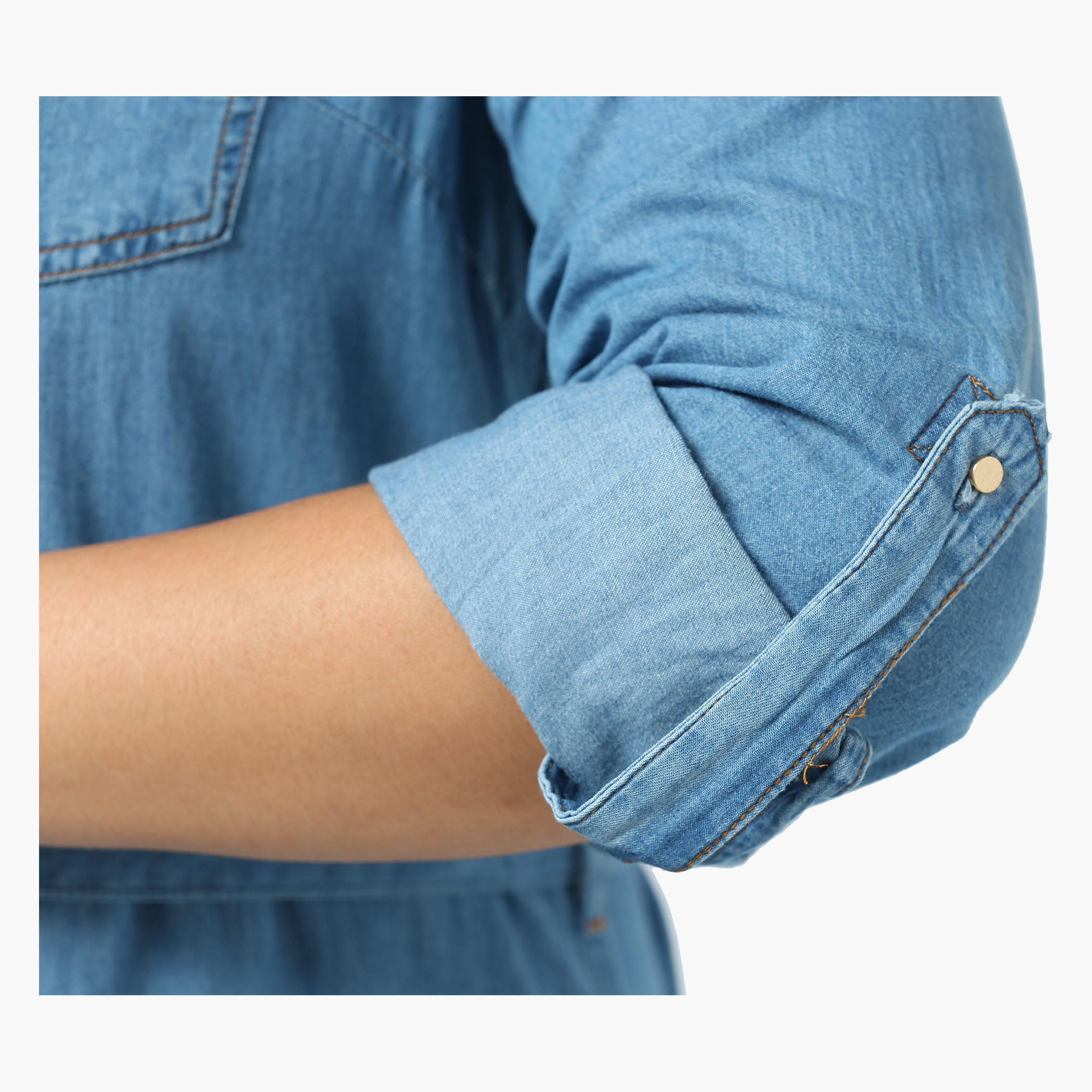 Plus Size Denim Maxi Dress with Tie-up at the Waist-women-clothing-dresses-image-4