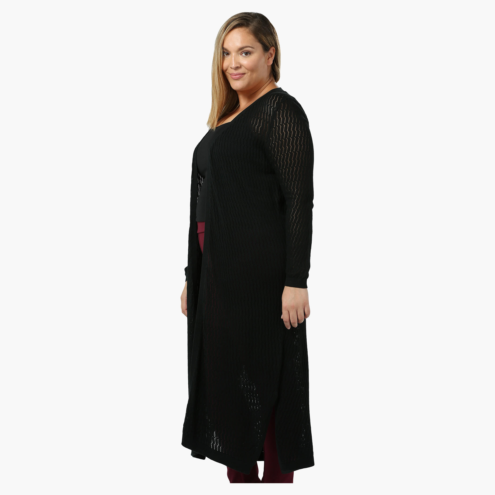 Plus Size Full-sleeved Pointelle Shrug-women-winterwear-cardigansandjumpers-cardigans-image-3