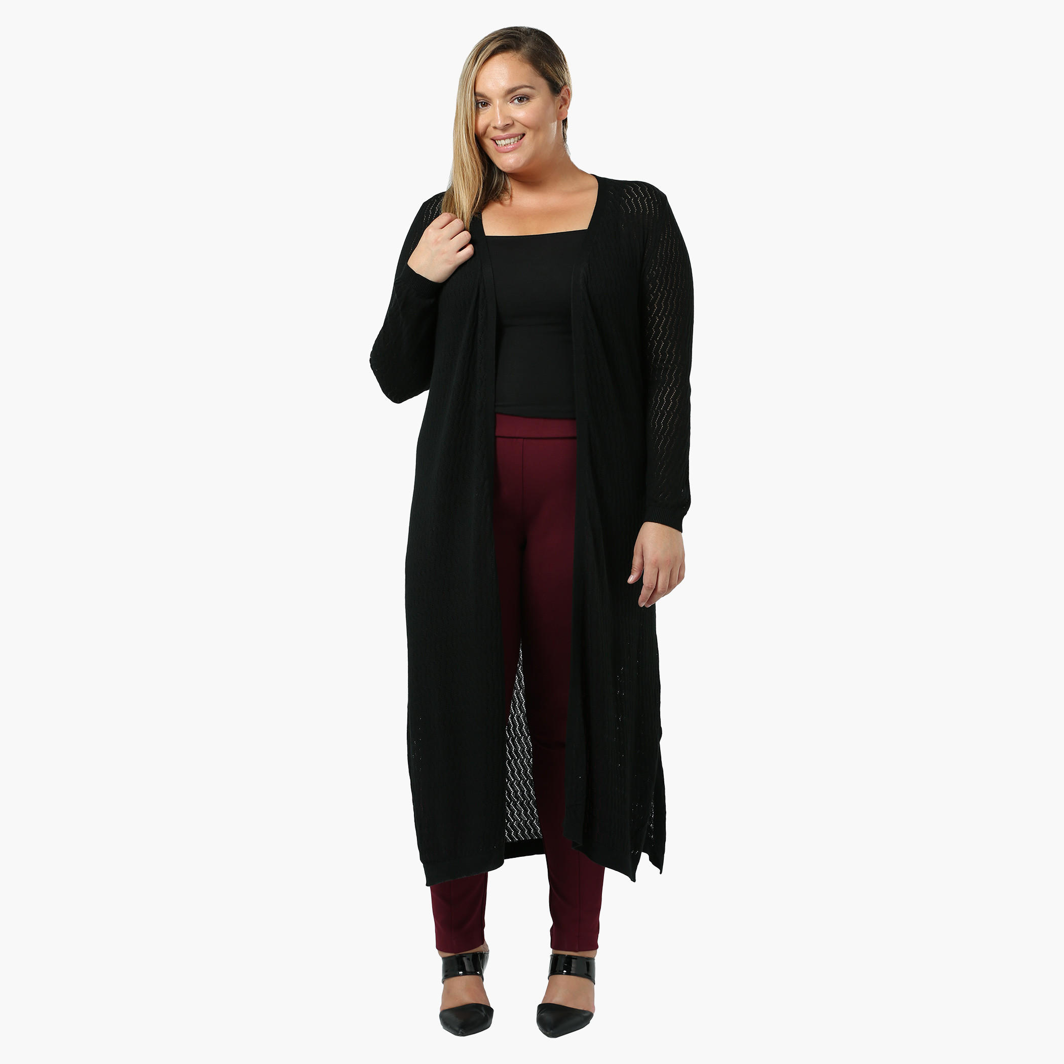 Plus Size Full-sleeved Pointelle Shrug-women-winterwear-cardigansandjumpers-cardigans-image-1