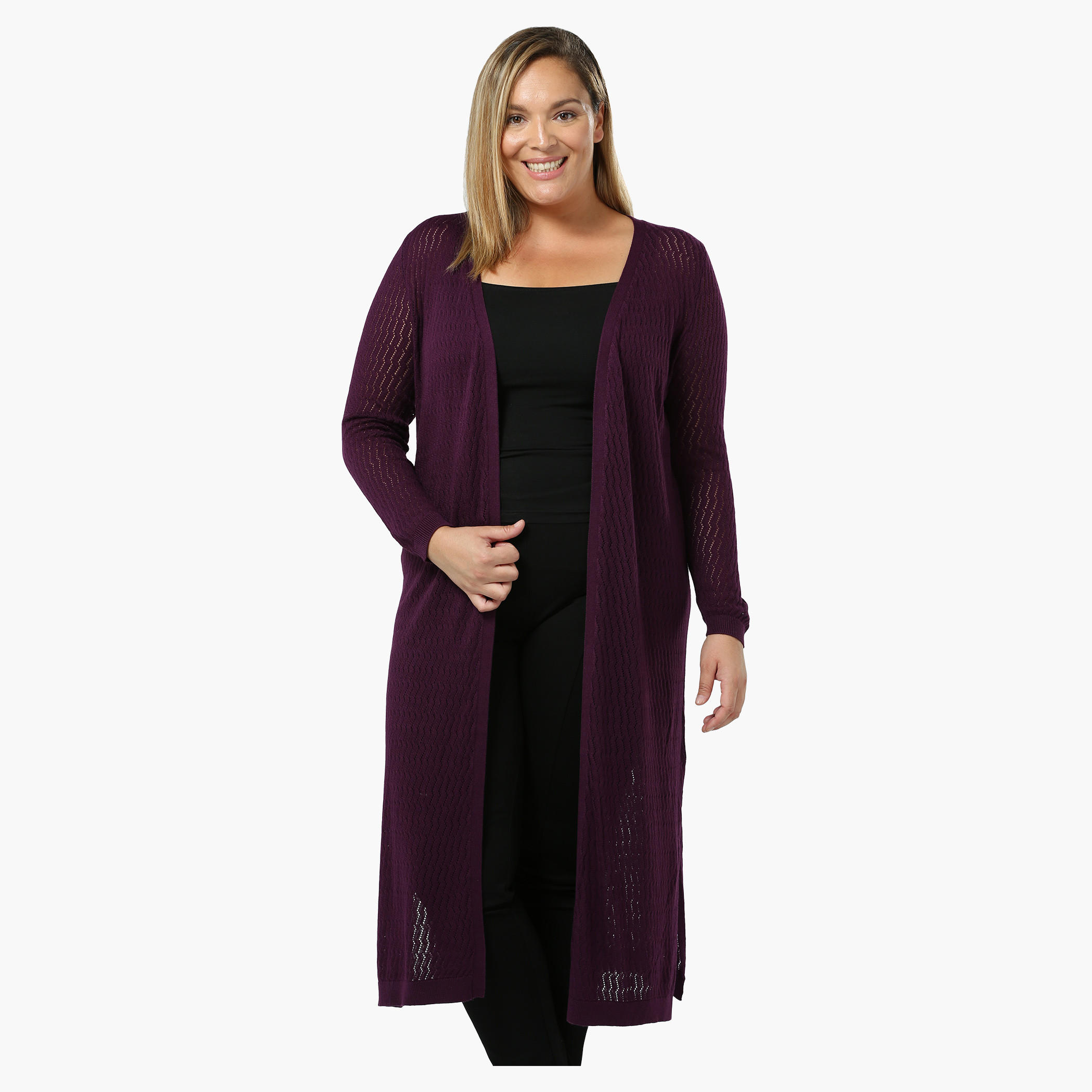 Plus Size Full-sleeved Pointelle Shrug-women-winterwear-cardigansandjumpers-cardigans-image-6