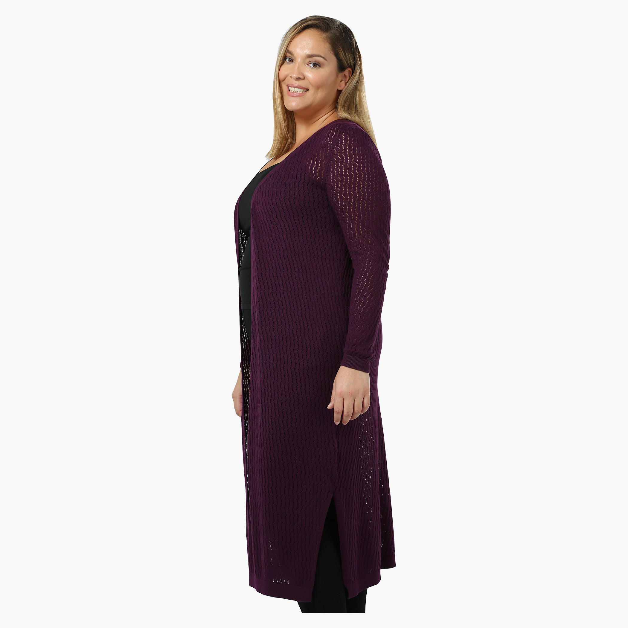 Plus Size Full-sleeved Pointelle Shrug-women-winterwear-cardigansandjumpers-cardigans-image-8