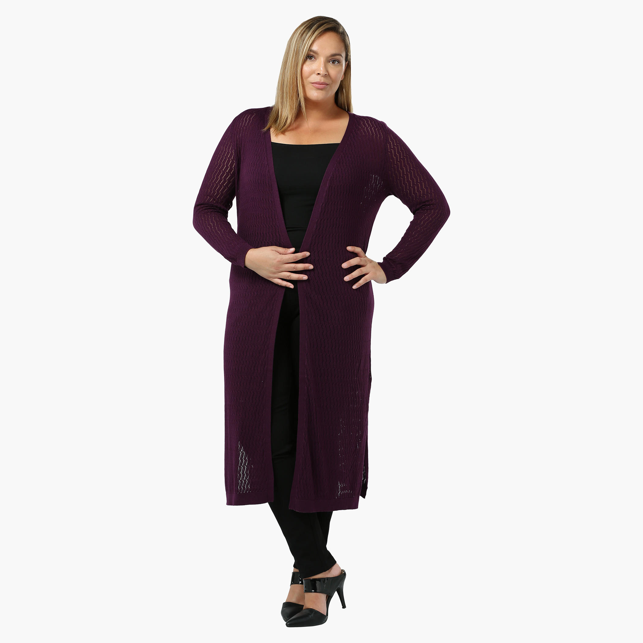 Plus Size Full-sleeved Pointelle Shrug-women-winterwear-cardigansandjumpers-cardigans-image-10