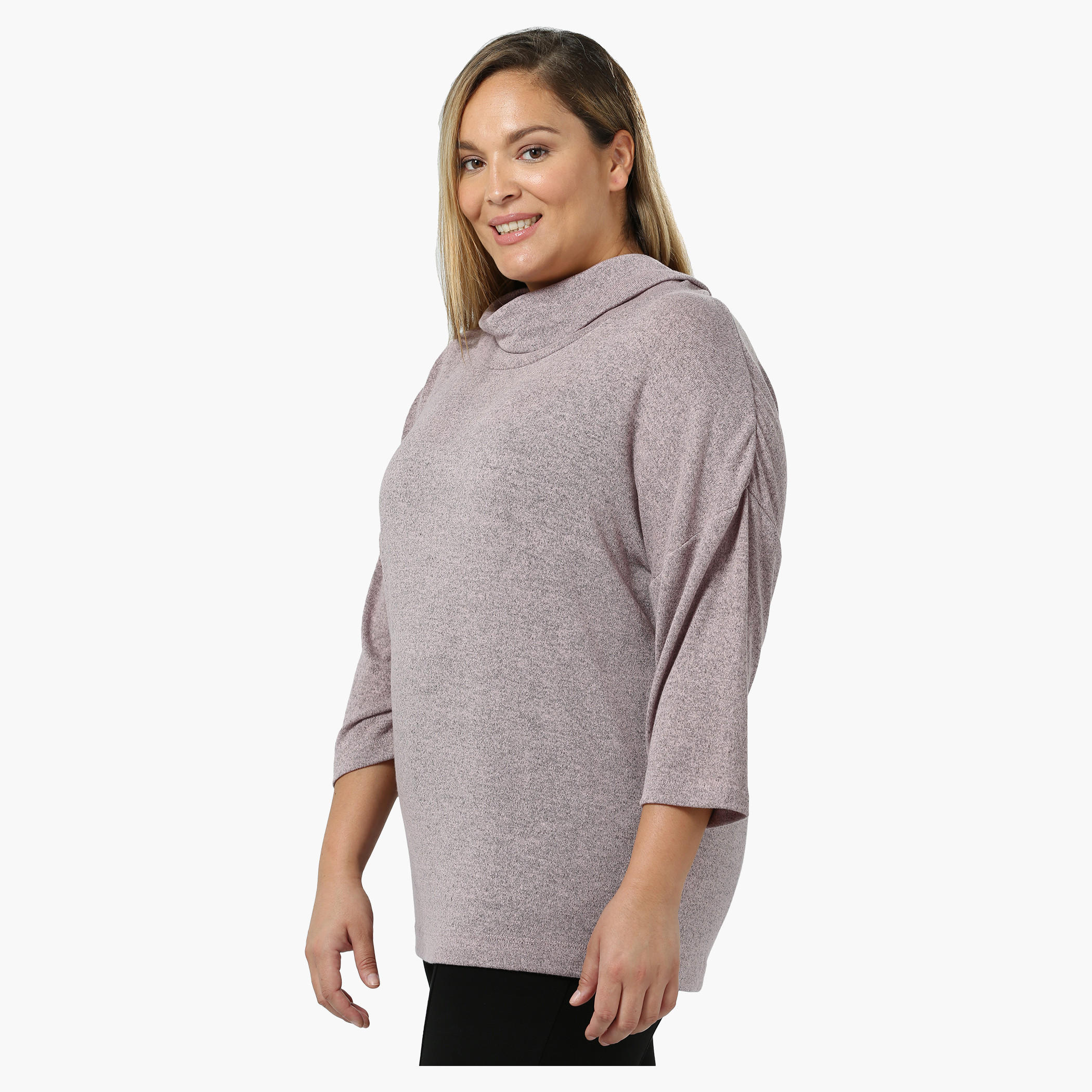Plus Size Melange Cowl Neck Top-women-clothing-shirtsandblouses-blouses-image-3