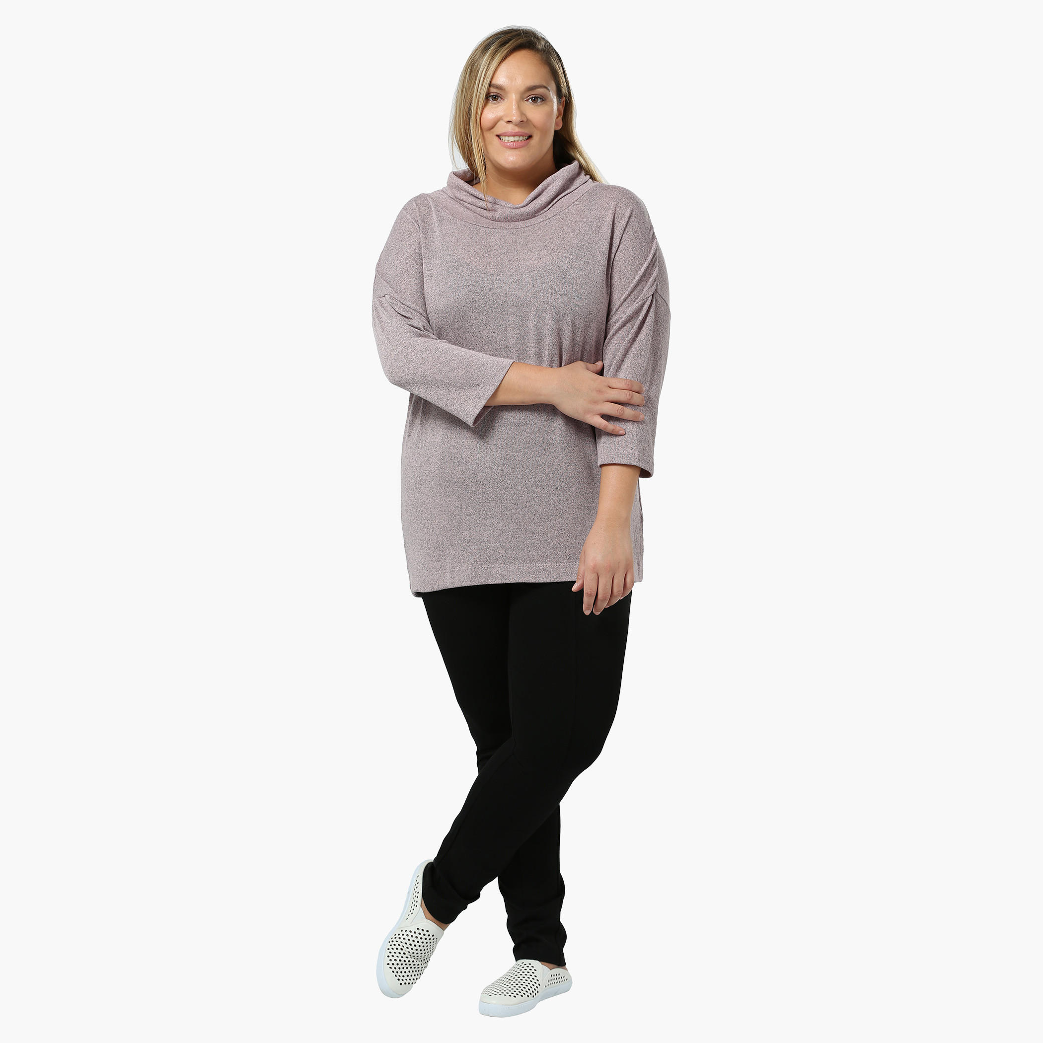 Plus Size Melange Cowl Neck Top-women-clothing-shirtsandblouses-blouses-image-5