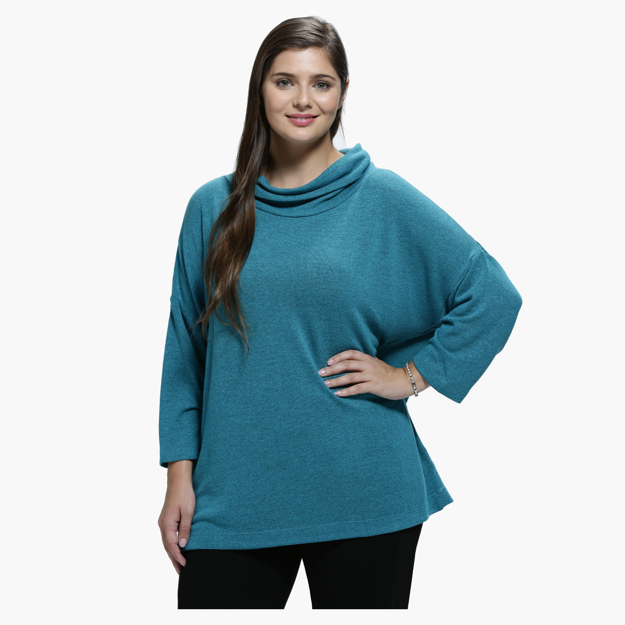 Plus Size Top with Cowl Neck and Long Sleeves-women-clothing-shirtsandblouses-blouses-image-1