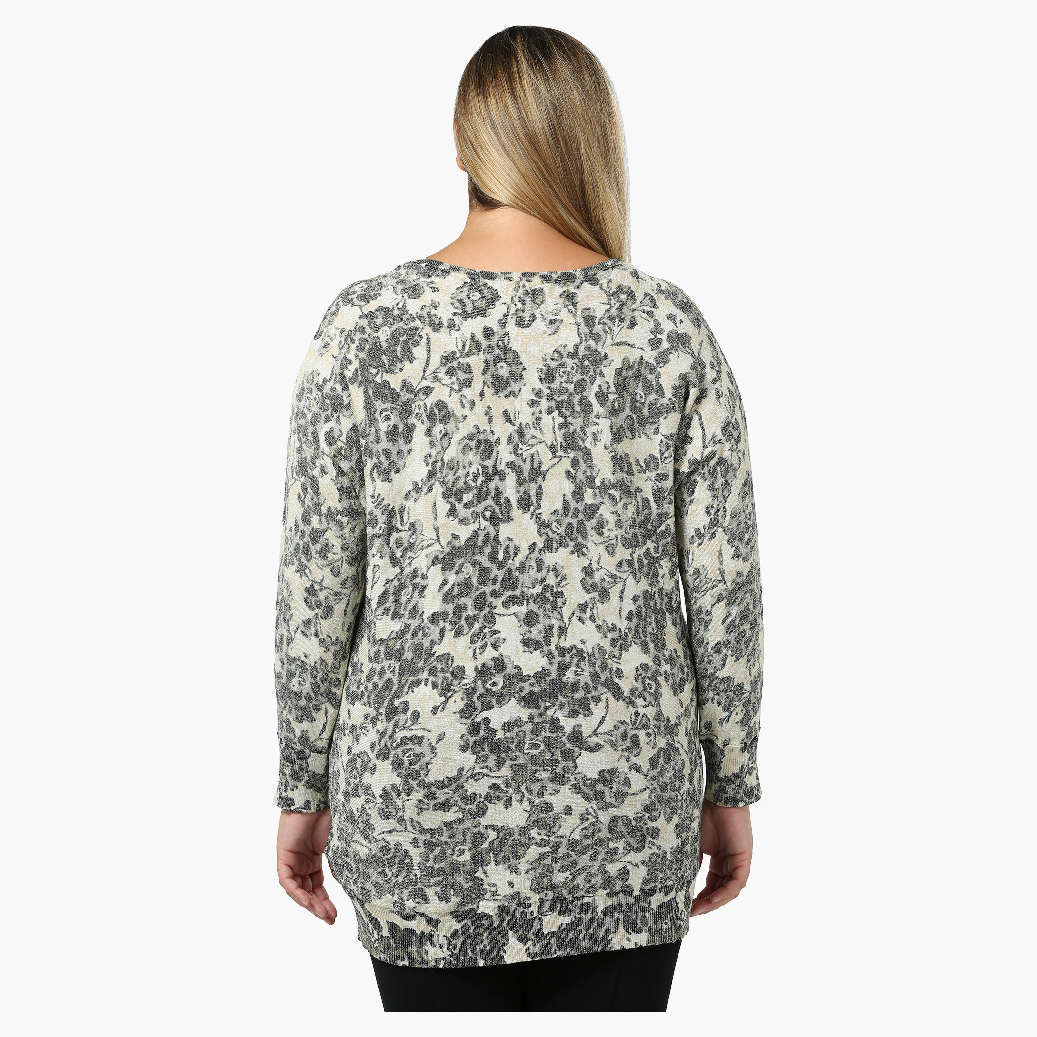 Plus Size Full-sleeved Floral Printed Sweater-women-winterwear-cardigansandjumpers-cardigans-image-2