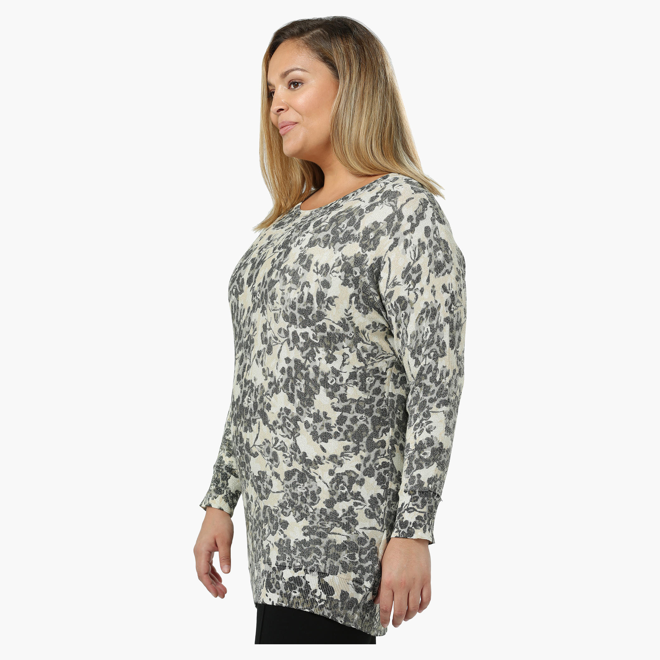 Plus Size Full-sleeved Floral Printed Sweater-women-winterwear-cardigansandjumpers-cardigans-image-3