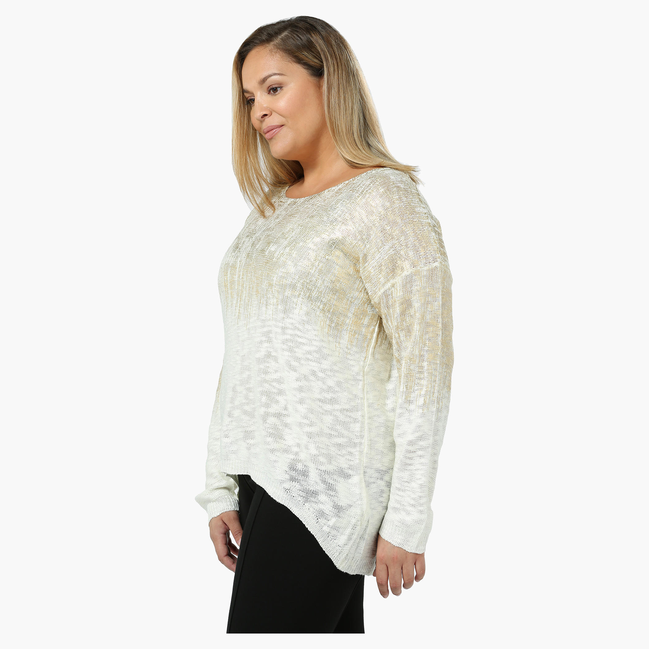 Plus Size Full-sleeved Placement Foil Top-women-clothing-shirtsandblouses-blouses-image-3