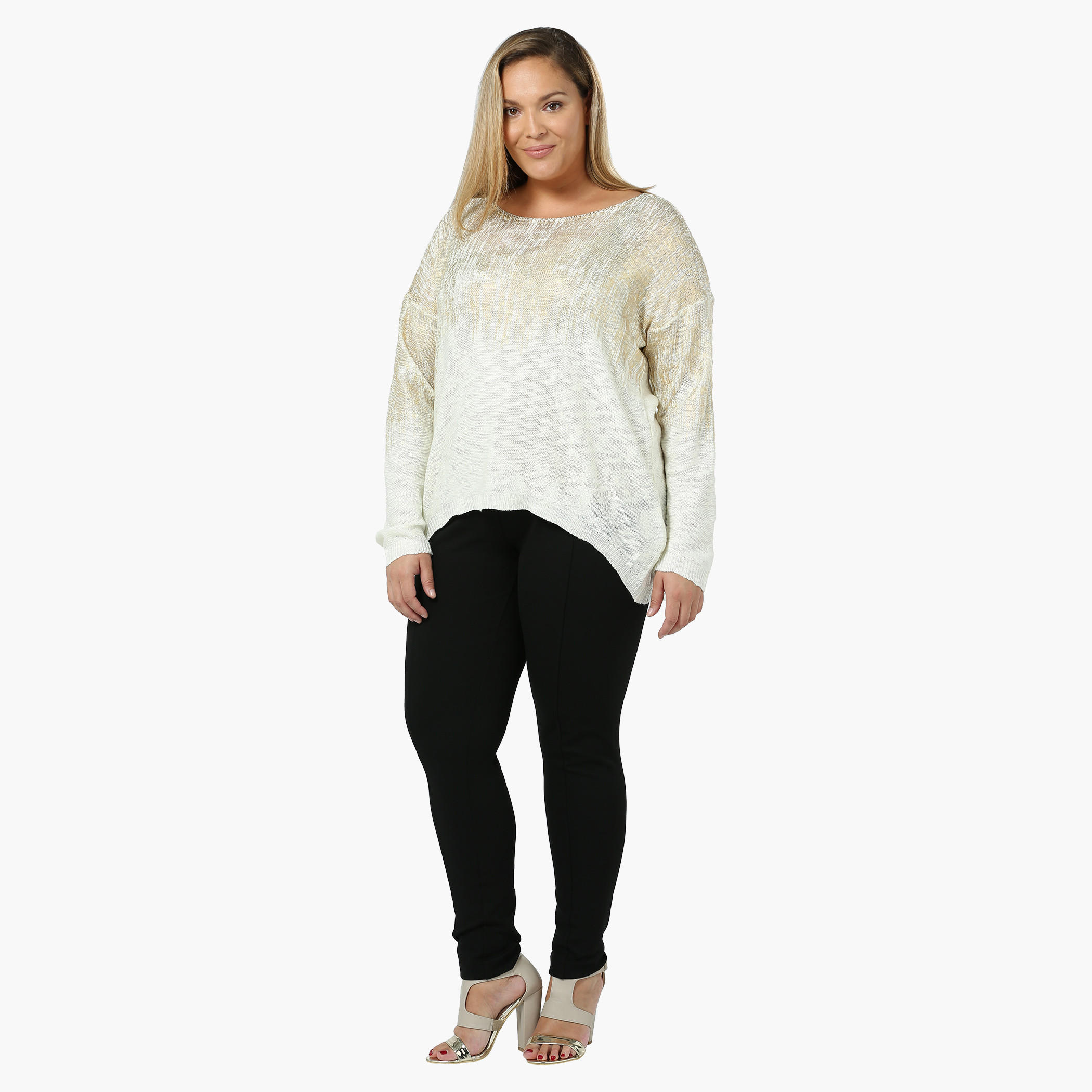 Plus Size Full-sleeved Placement Foil Top-women-clothing-shirtsandblouses-blouses-image-5