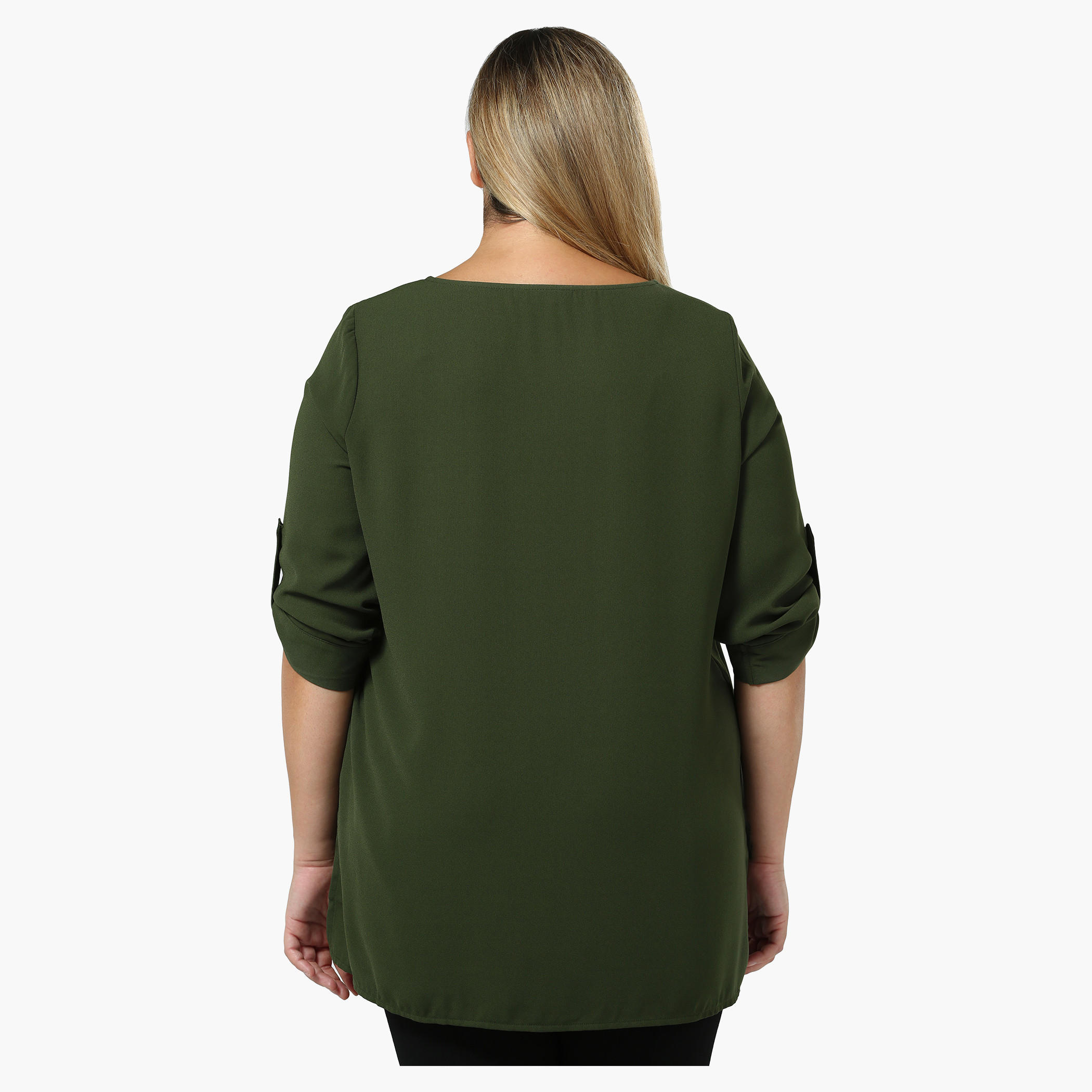 Plus Size Round-neck Zippered Yoke Top-women-clothing-shirtsandblouses-blouses-image-2