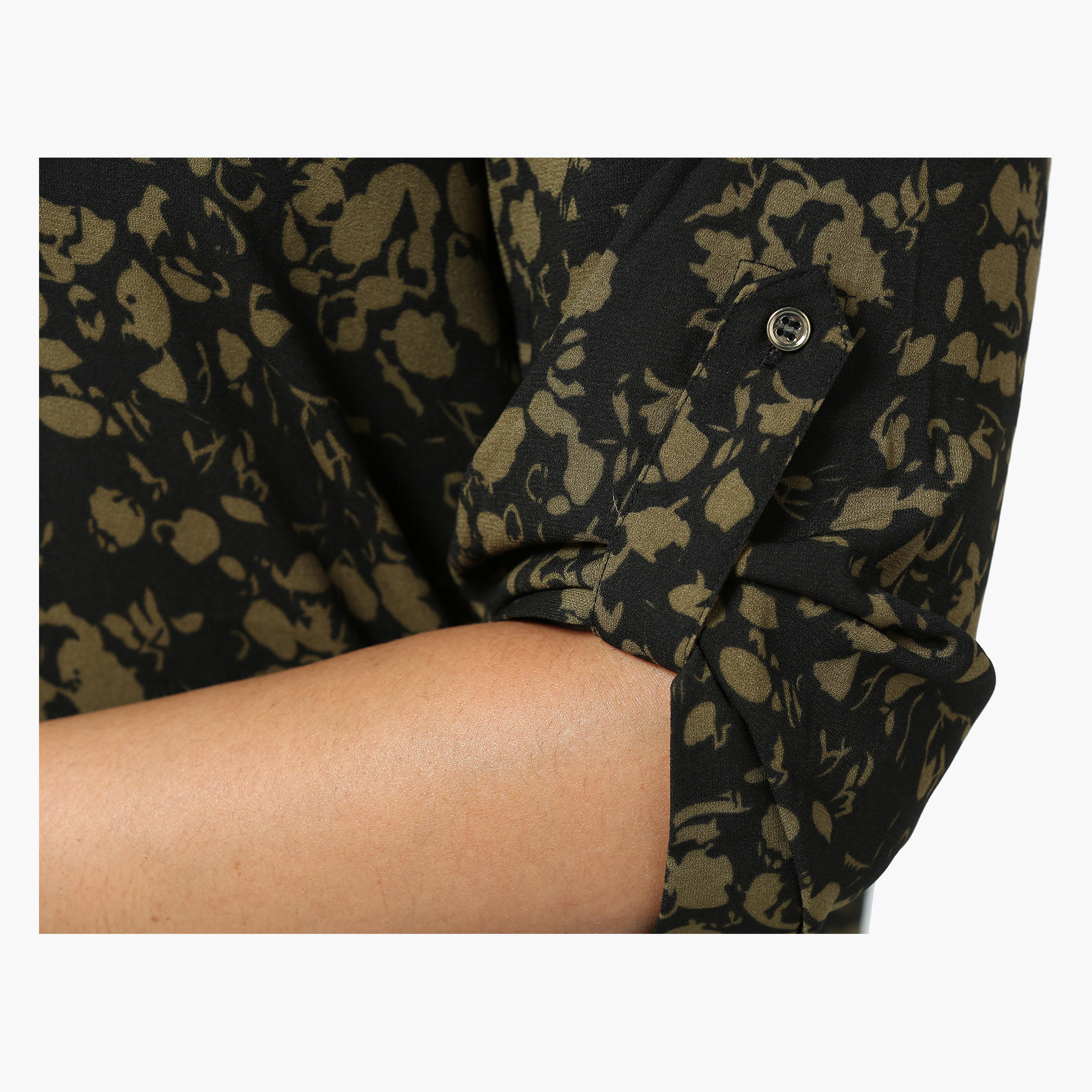 Plus Size Printed V-neck Zippered Yoke Top-women-clothing-shirtsandblouses-blouses-image-4