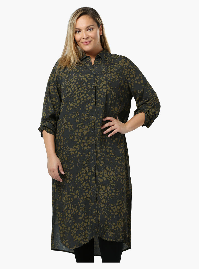 Plus Size Printed Long Shirt Tunic with High Side Slits-women-clothing-shirtsandblouses-blouses-image-5