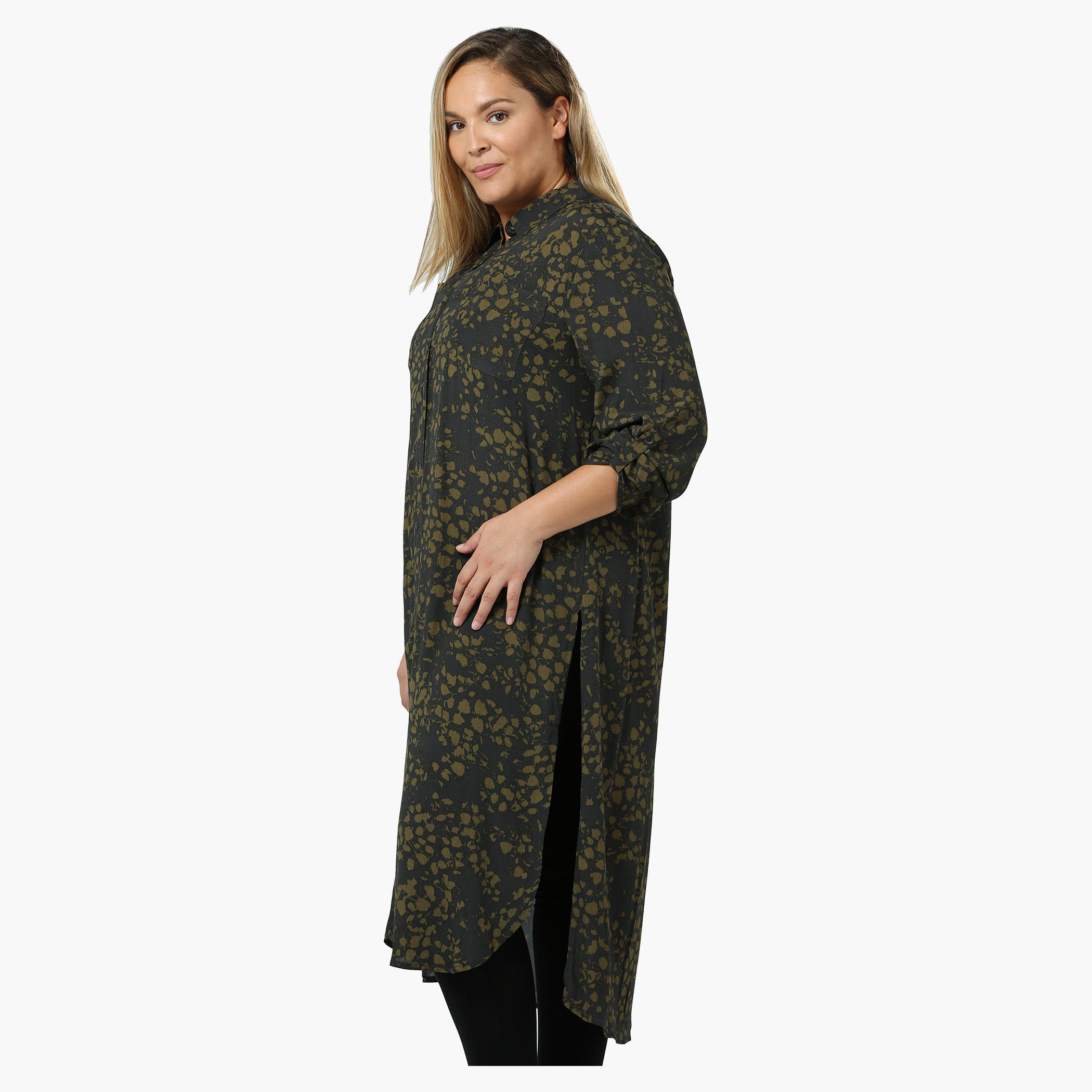 Plus Size Printed Long Shirt Tunic with High Side Slits-women-clothing-shirtsandblouses-blouses-image-3
