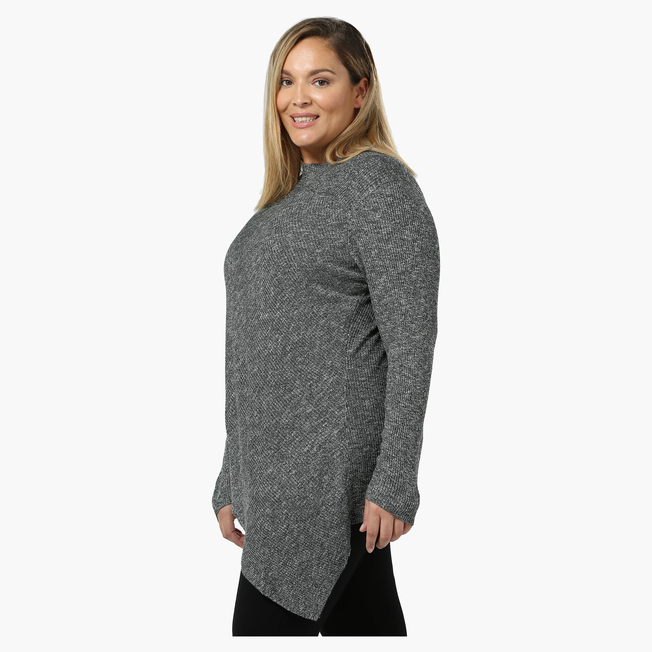 Plus Size Full-sleeved Asymmetrical Knit Top-women-clothing-shirtsandblouses-blouses-image-3