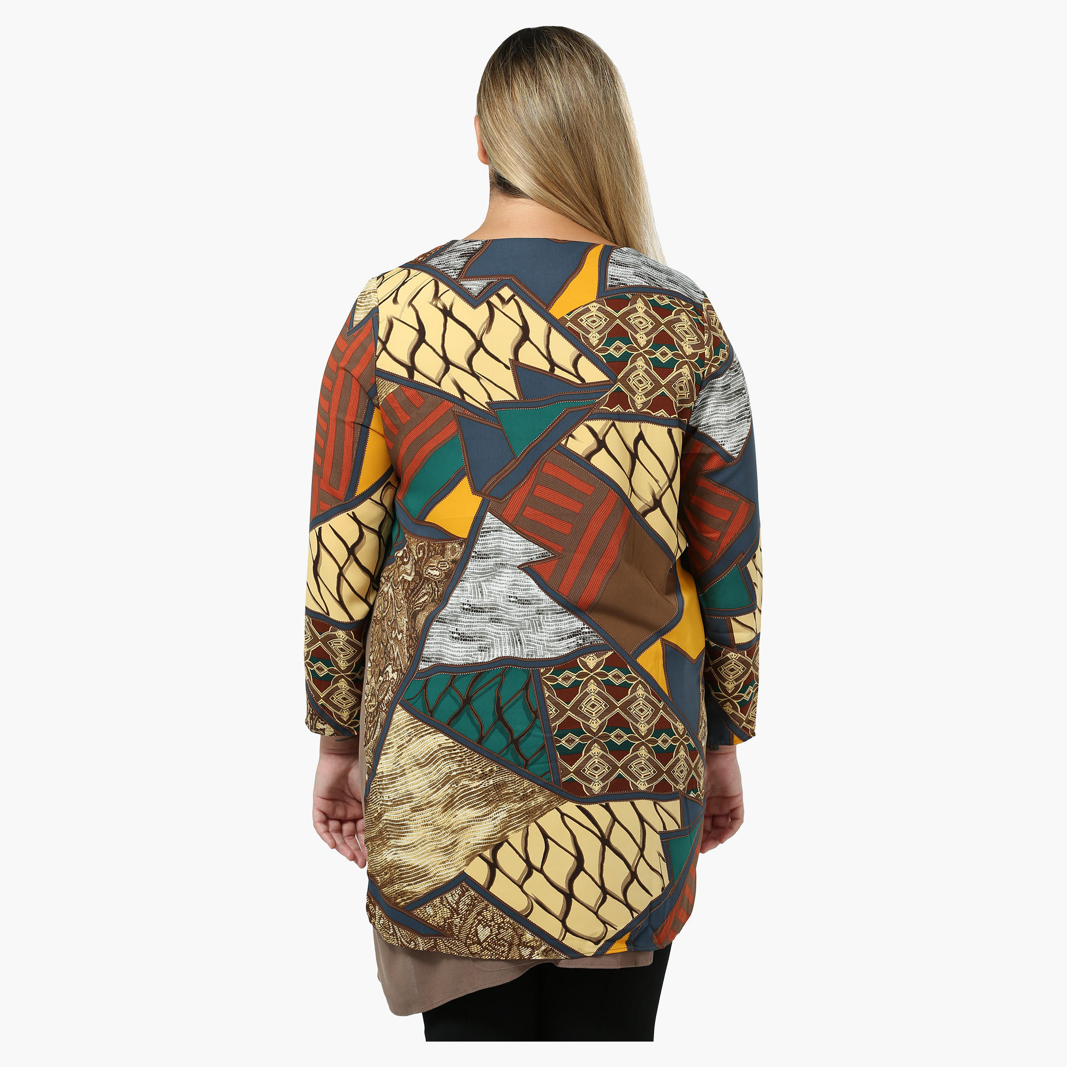 Plus Size Full-sleeved Printed Overlap Tunic-women-clothing-shirtsandblouses-blouses-image-2
