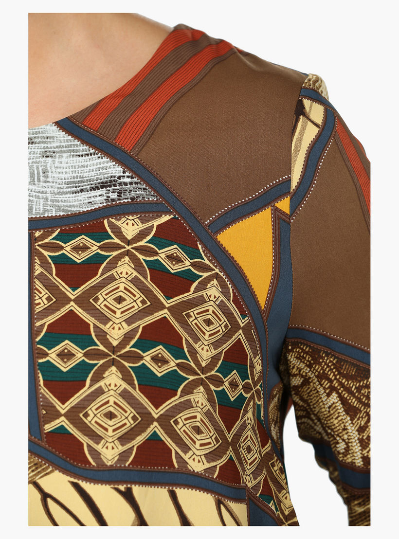 Plus Size Full-sleeved Printed Overlap Tunic-women-clothing-shirtsandblouses-blouses-image-2