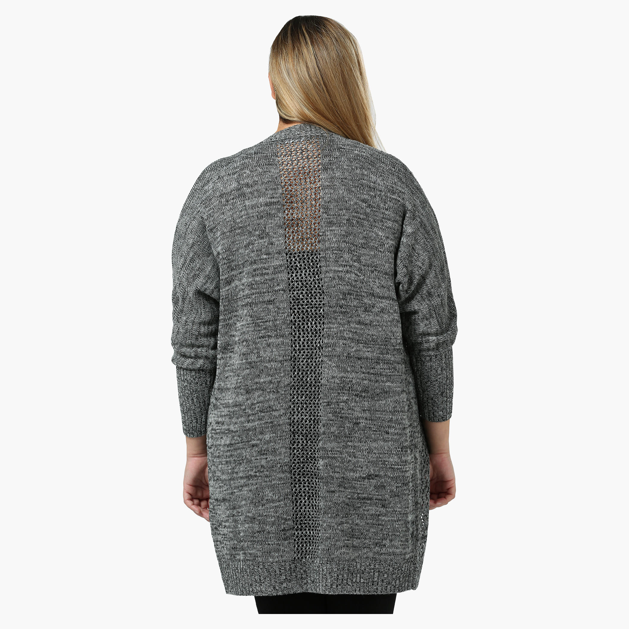 Plus Size Full-sleeved Open Front Knit Shrug-women-winterwear-cardigansandjumpers-cardigans-image-2