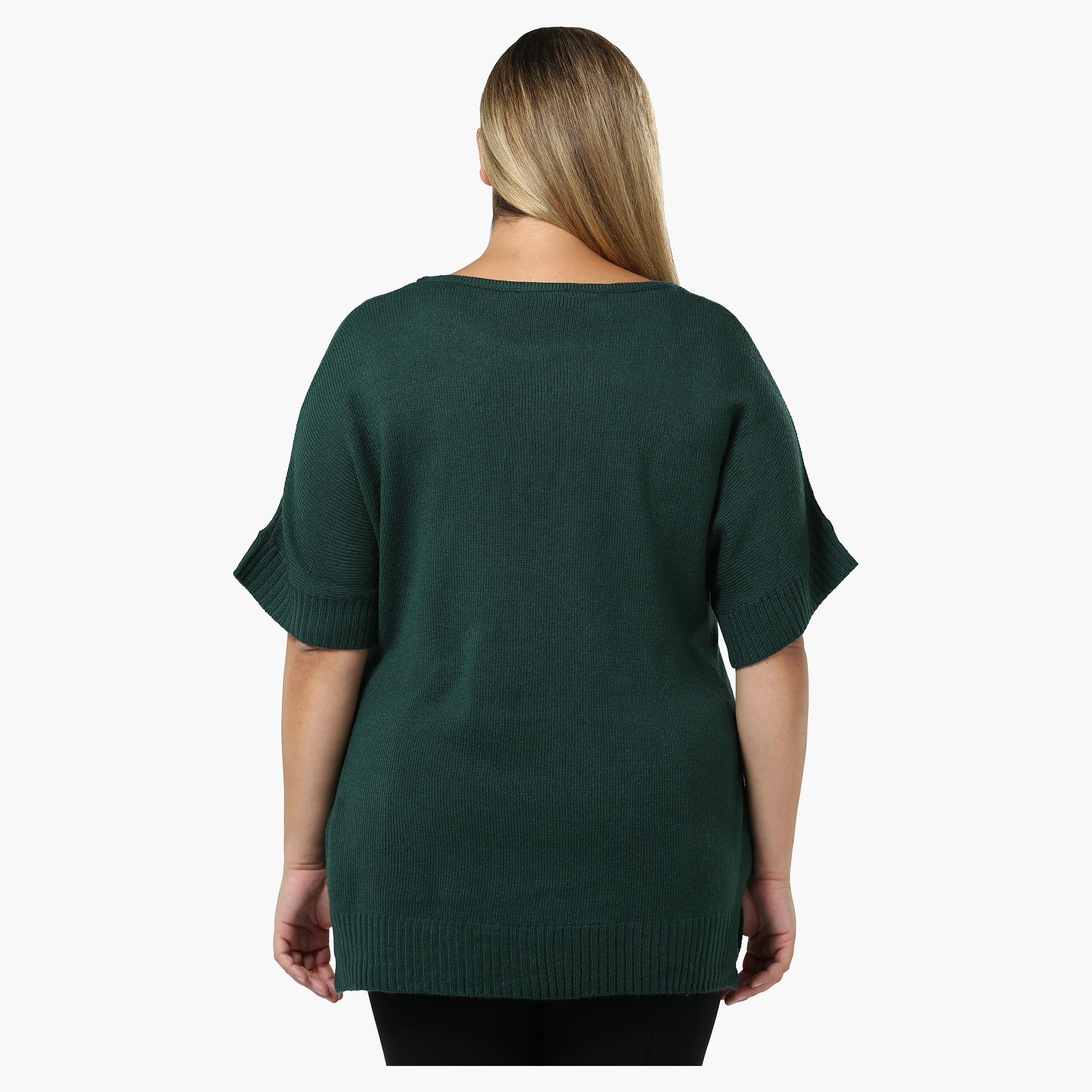Plus Size Short-sleeved Sweater with Embellished Neck-women-clothing-shirtsandblouses-blouses-image-2