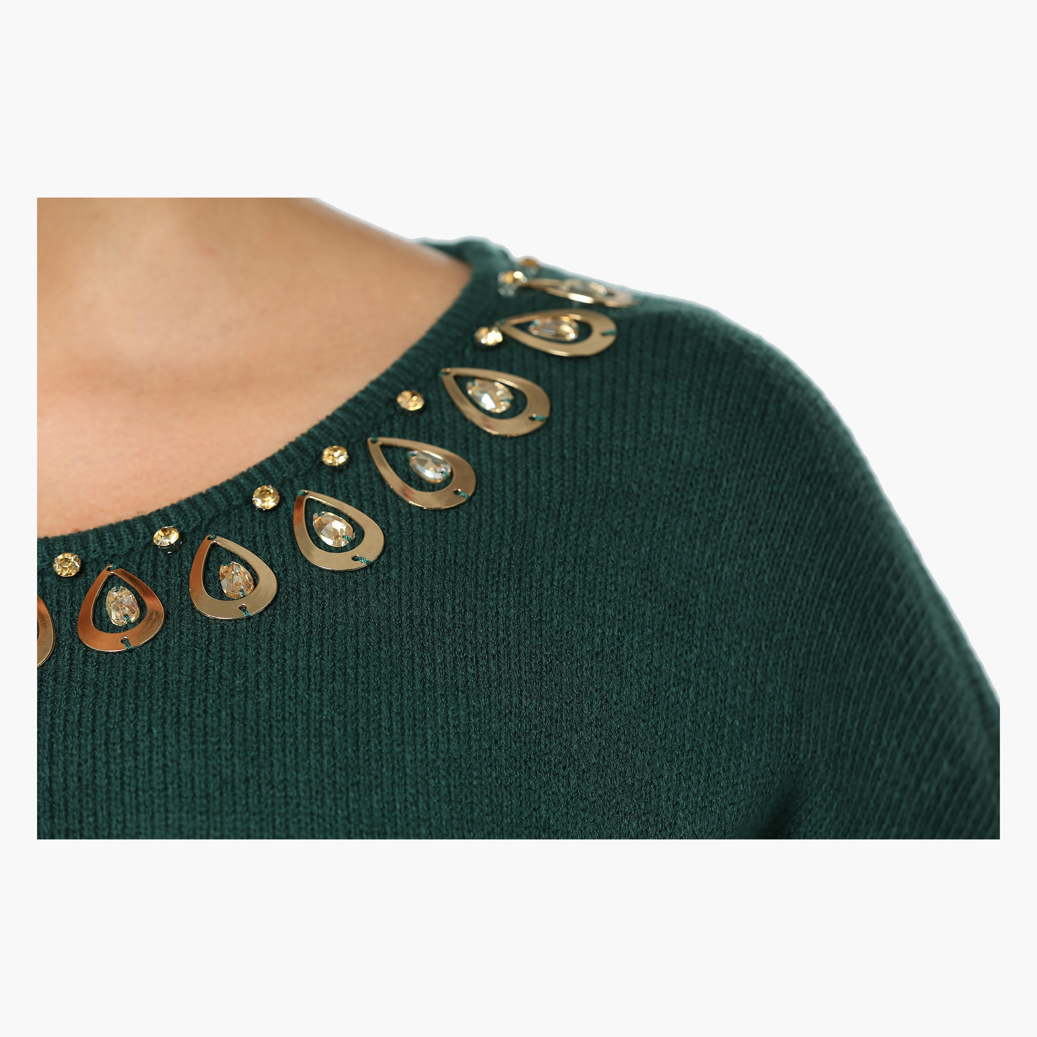 Plus Size Short-sleeved Sweater with Embellished Neck-women-clothing-shirtsandblouses-blouses-image-4