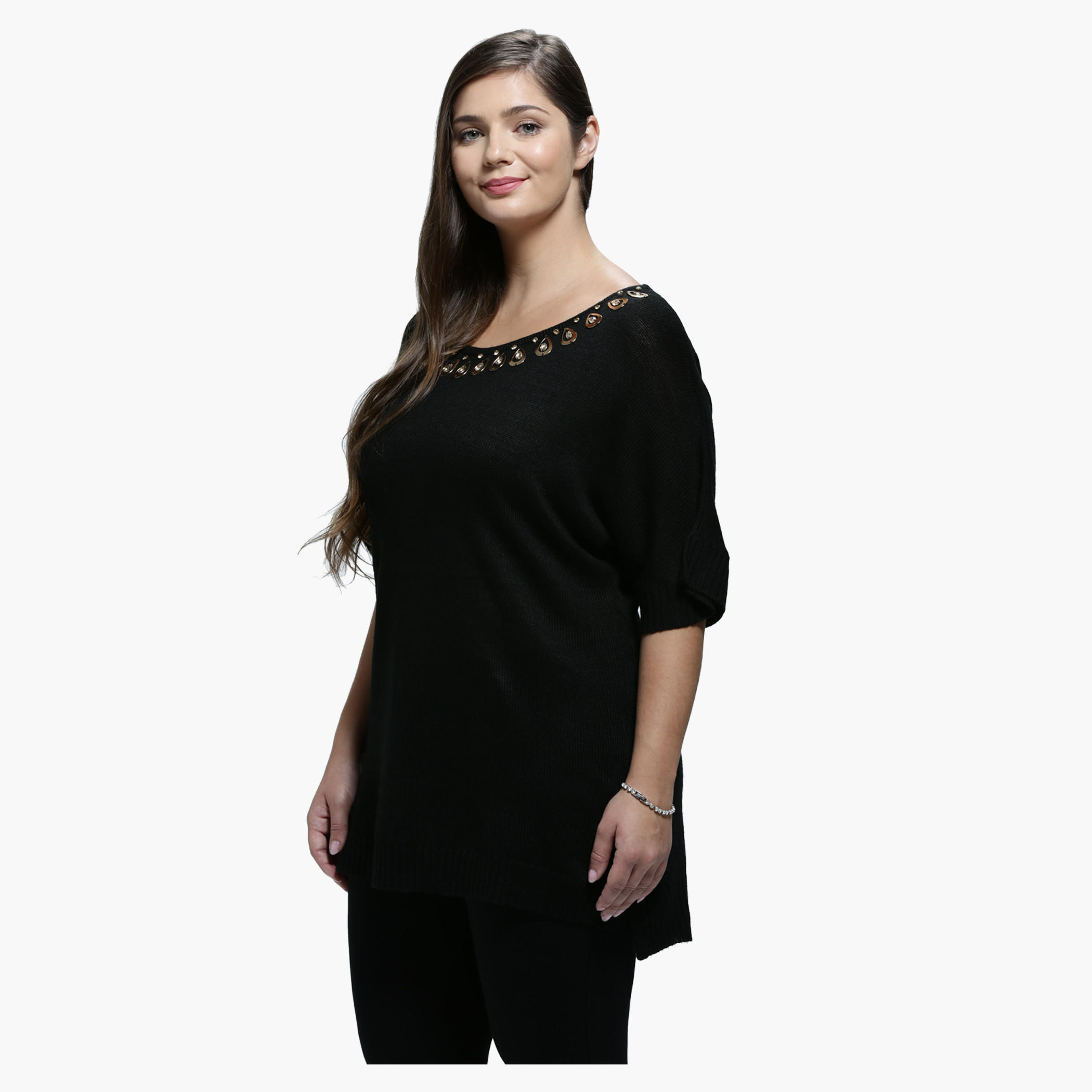 Plus Size Top with Round Neck with Short Sleeves-women-clothing-shirtsandblouses-blouses-image-3