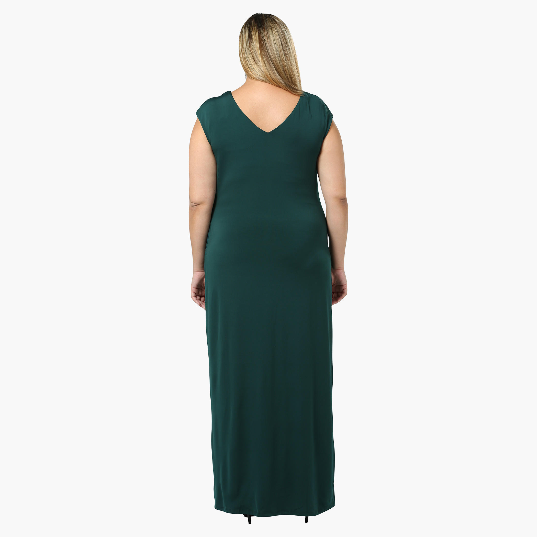 Plus Size Maxi Dress with Pleated Side Insert-women-clothing-dresses-image-3