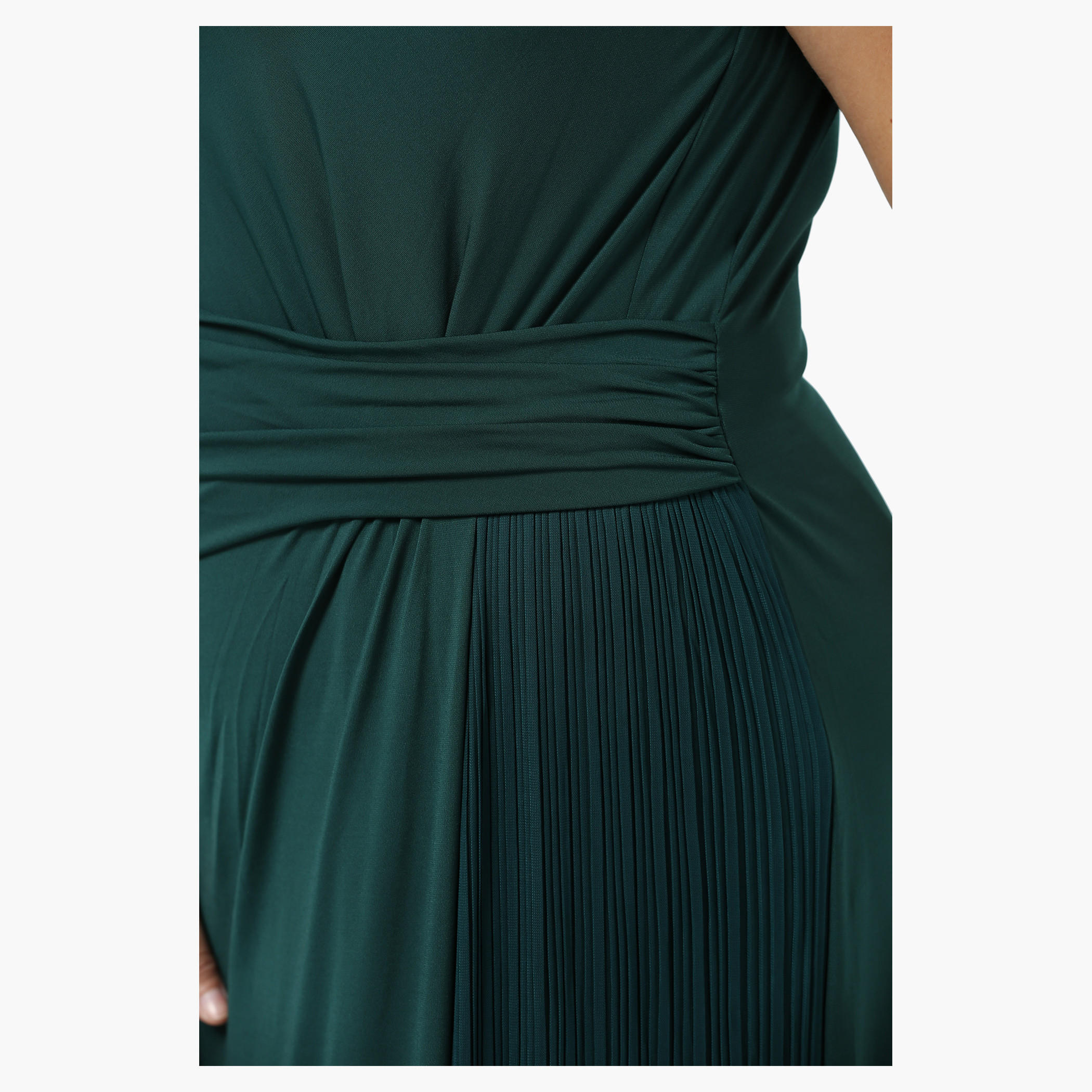 Plus Size Maxi Dress with Pleated Side Insert-women-clothing-dresses-image-1