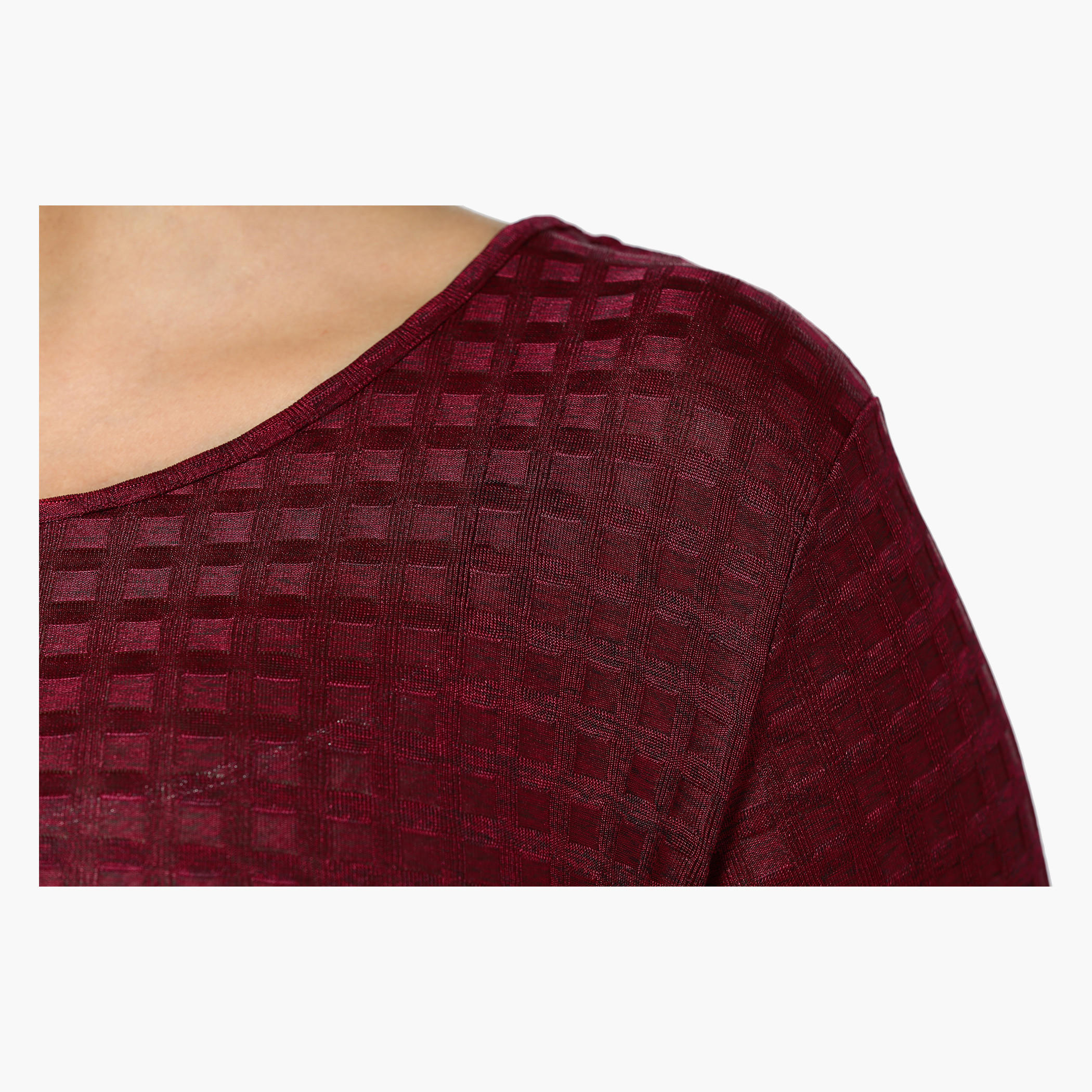 Plus Size Textured Top with Twist Sleeves-women-clothing-tshirts-image-4