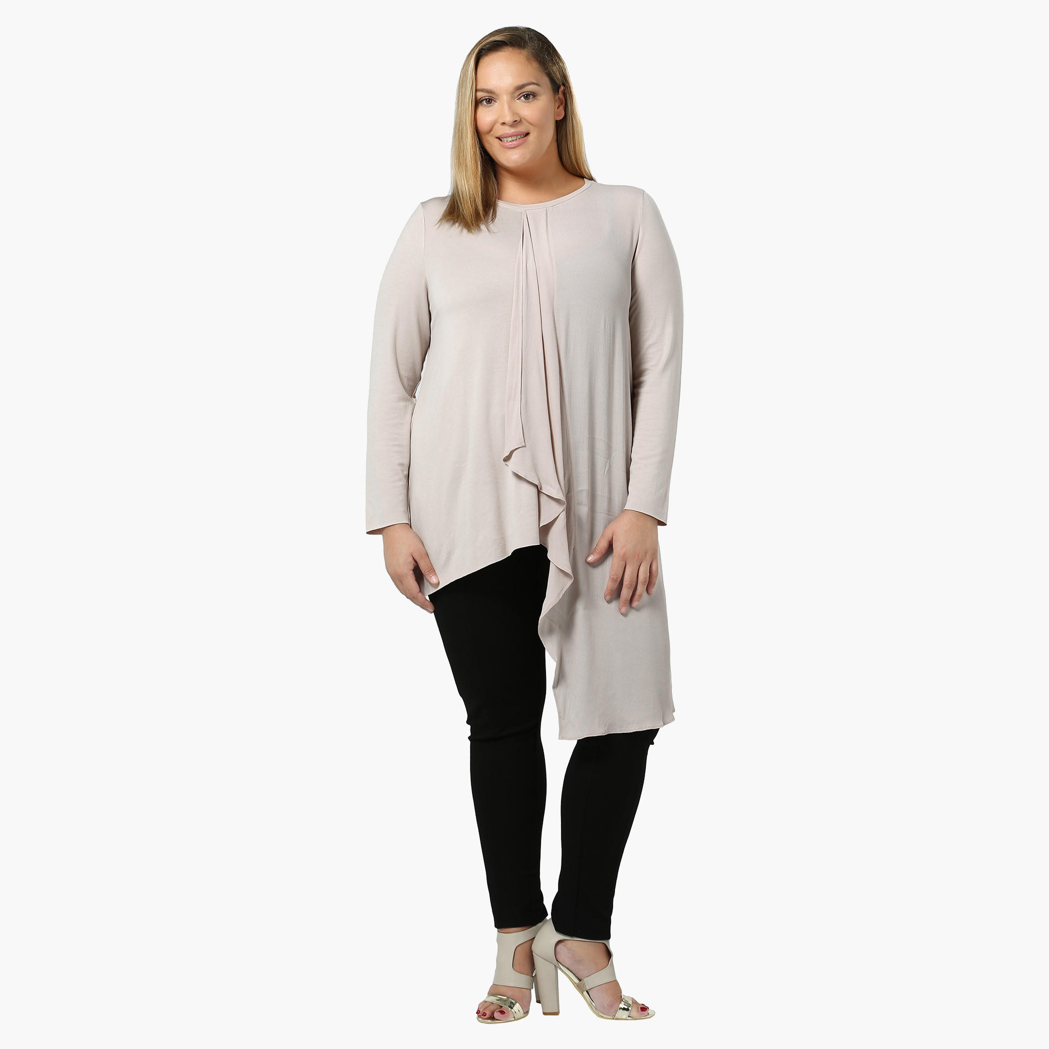 Plus Size Full-sleeved Layered Panel Top-women-clothing-shirtsandblouses-blouses-image-1
