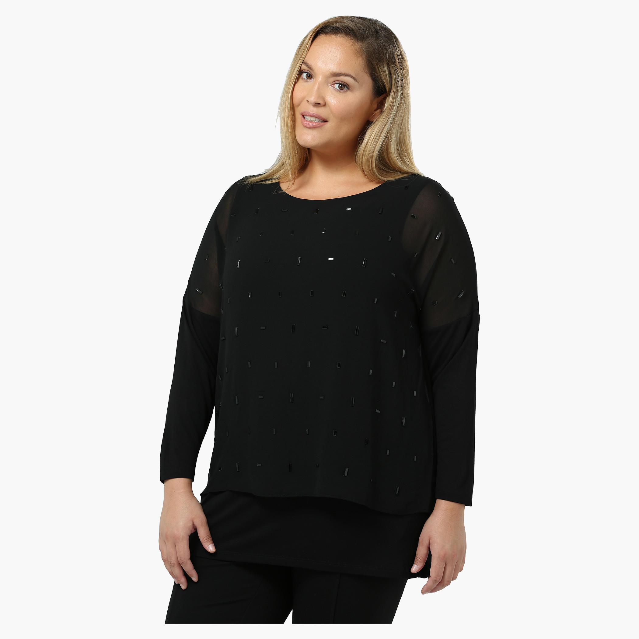 Plus Size Embellished Double-layered Top-women-clothing-shirtsandblouses-blouses-image-1