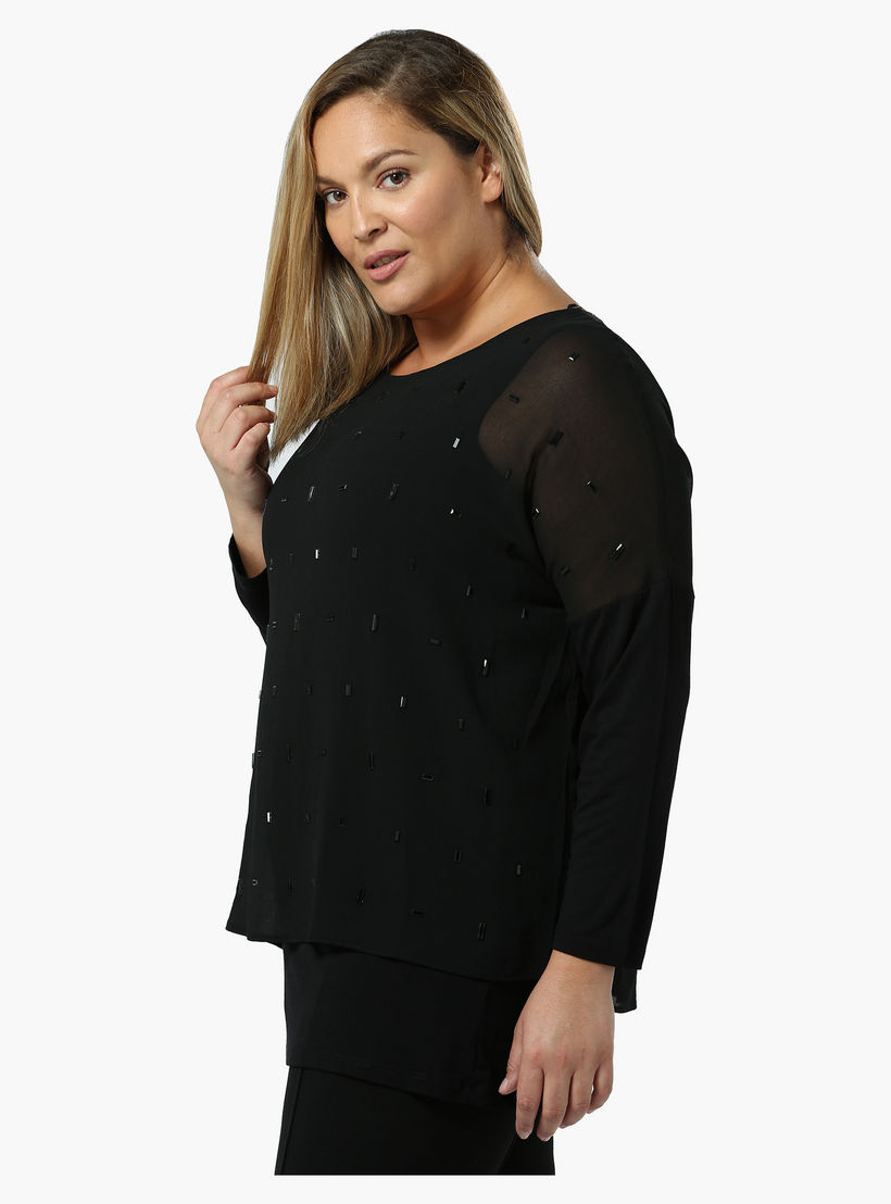 Plus Size Embellished Double-layered Top-women-clothing-shirtsandblouses-blouses-image-3