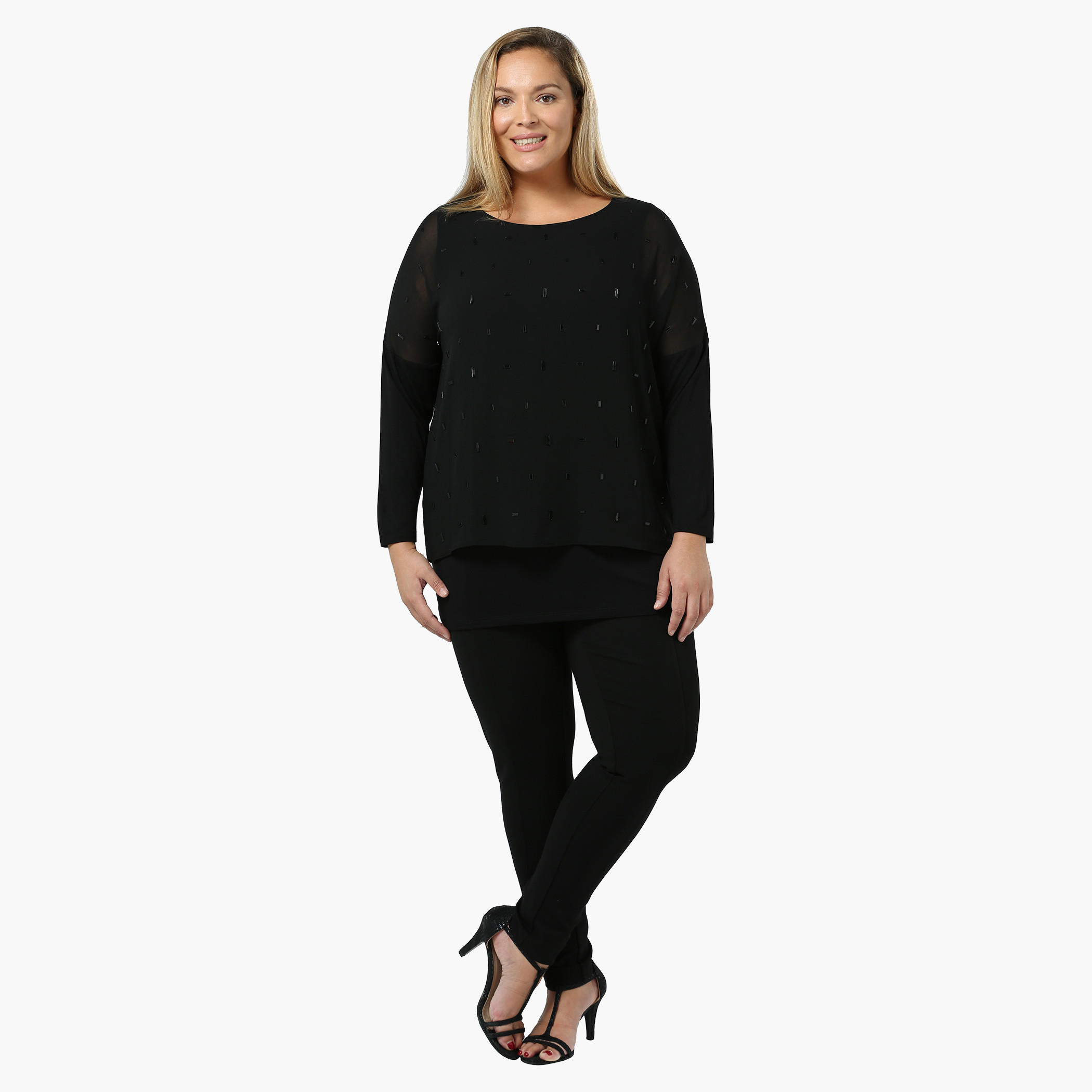 Plus Size Embellished Double-layered Top-women-clothing-shirtsandblouses-blouses-image-1