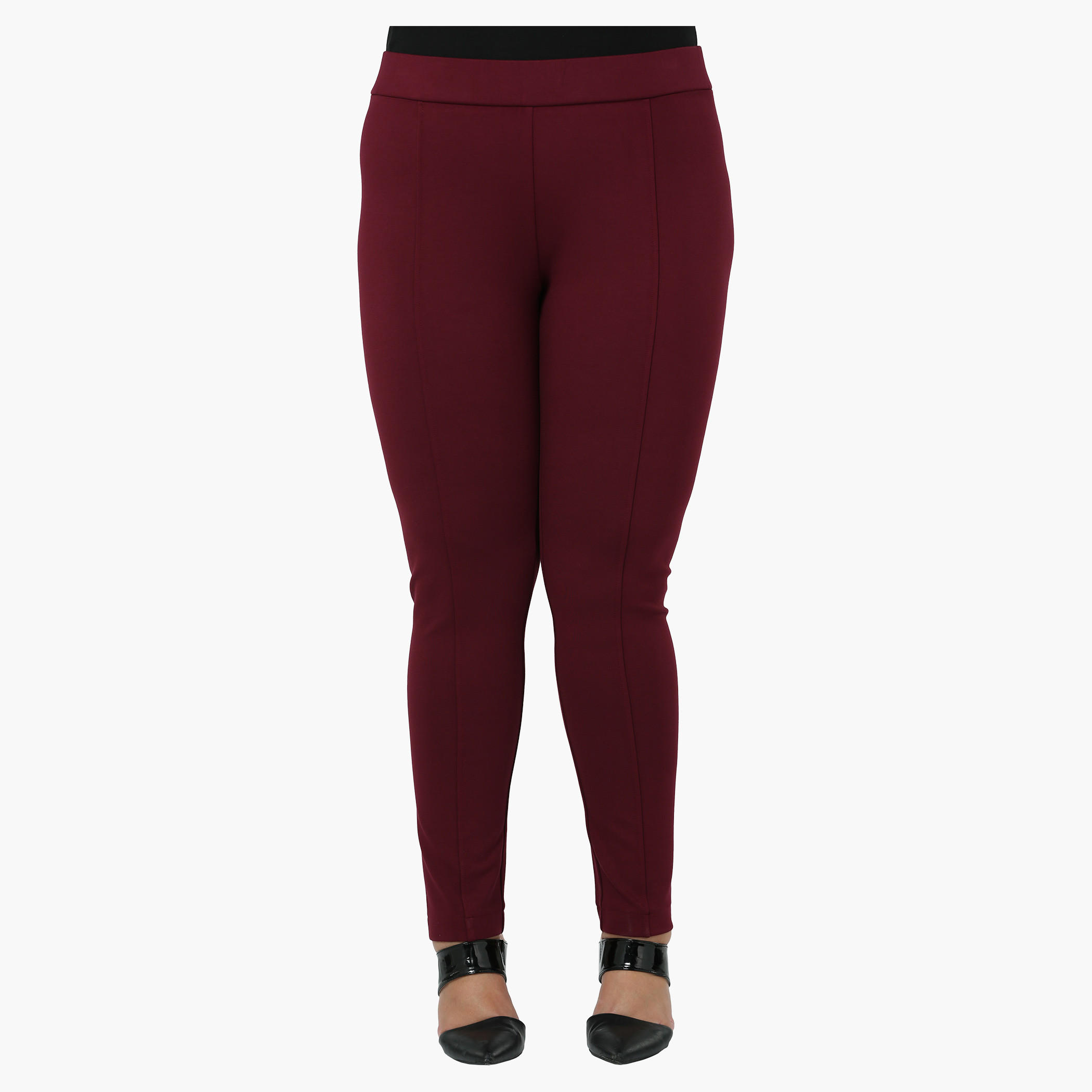 Plus Size Solid Leggings with Front Piping-women-clothing-bottoms-leggings-image-1